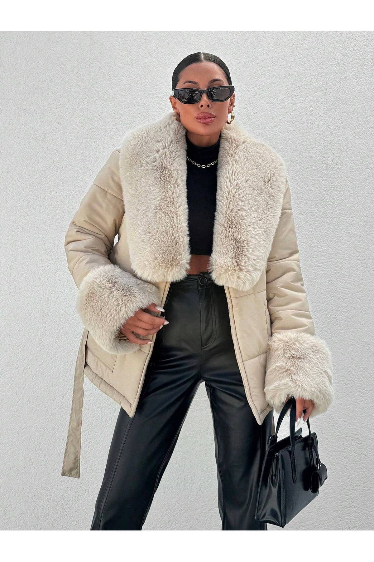 puffer quilted fur coat