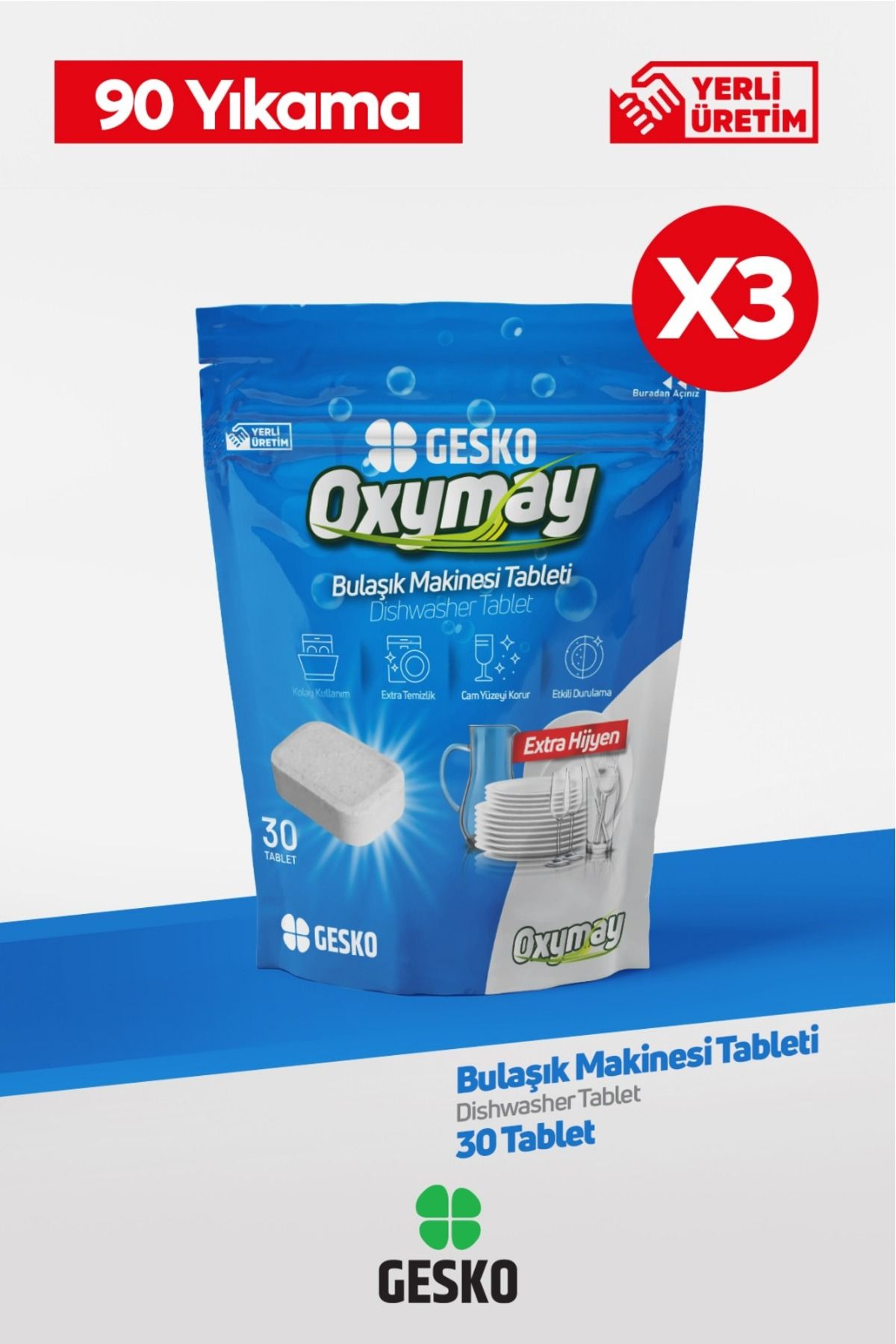 GESKO Bulaşık Makinesi Tableti 3 In 1 Hepsi Bir Arada 90 Tablet ECO LOW