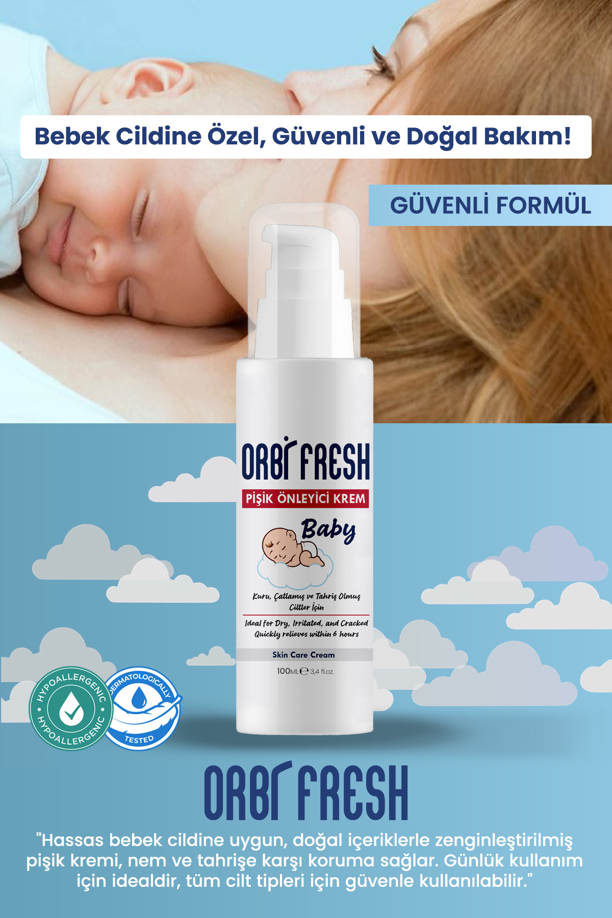 ORBIFRESH Bebek Pişik Önleyici Bakım Kremi 100ML fotoğrafı 5 (önizleme)