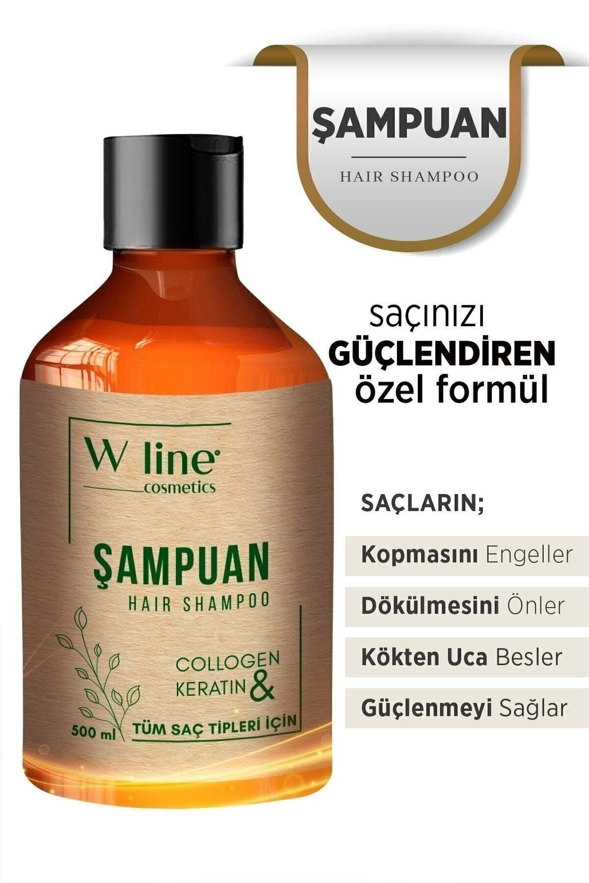 wline Saç Dökülmesine Karşı Collagen & Keratin Bakım Şampuanı 500 ml-2