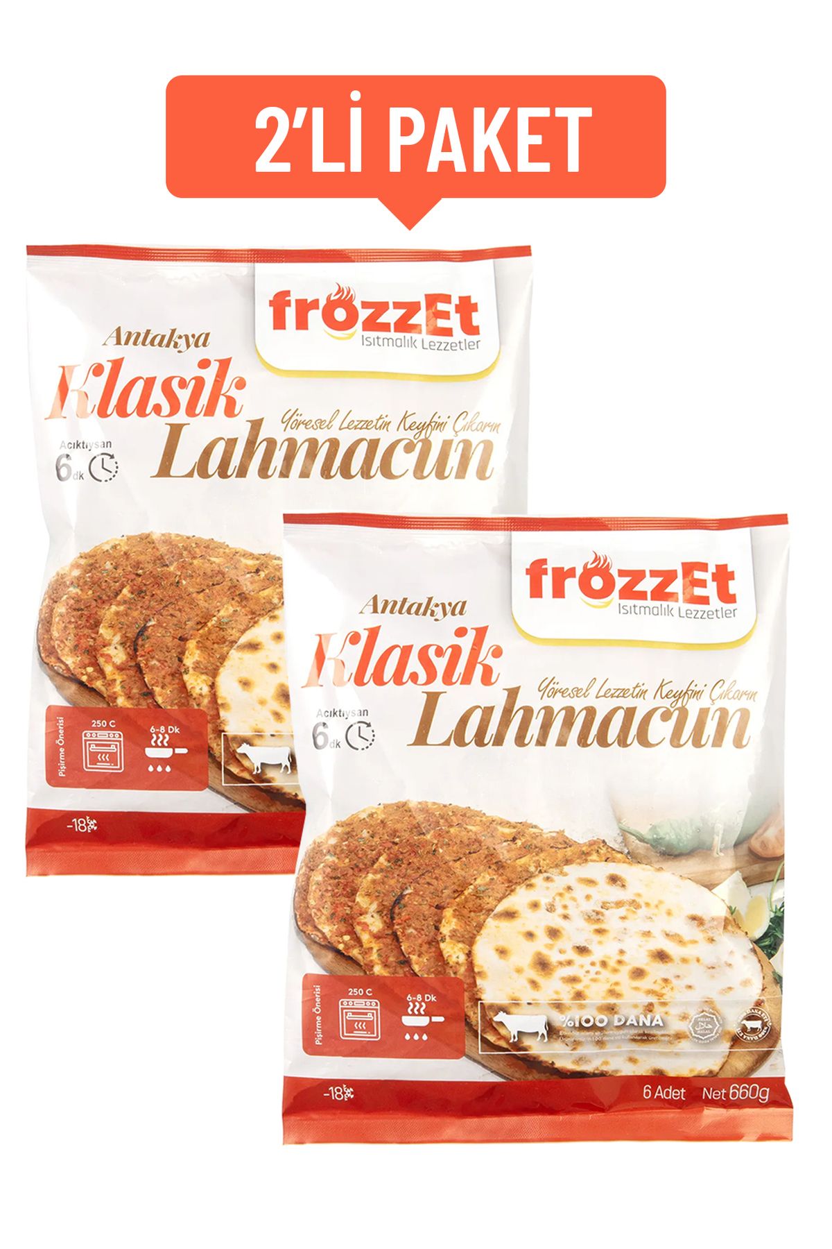 Frozzet Gıda Antakya Lahmacun 2li Avantaj Paketi (2x6'lı Paket)