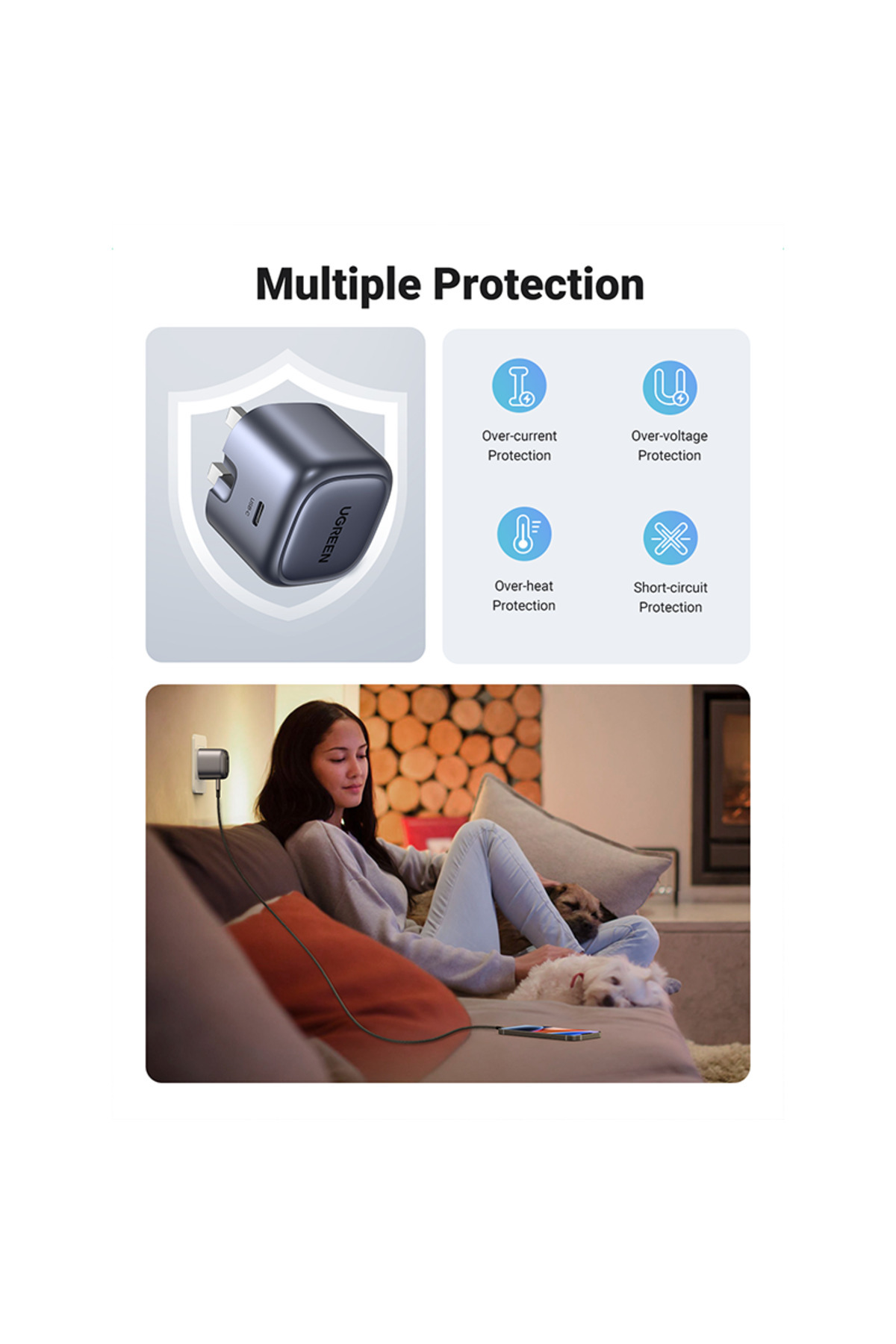 Ugreen-Nexode 30W USB-C PD GaN Fast Charger UK - White 5