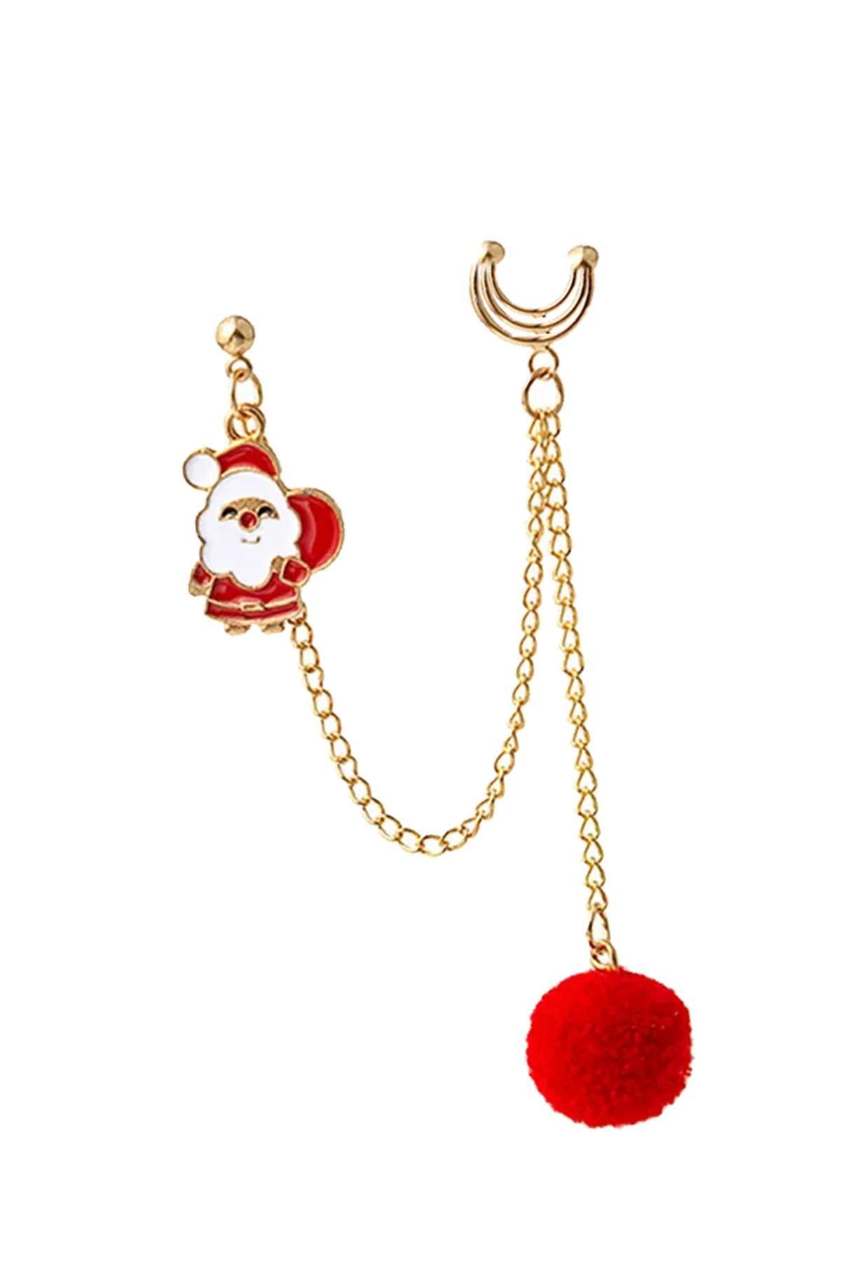 New Obsessions-Christmas Themed Santa Claus Dangle Cartilage Connected Earrings Set - 3 Pieces 5