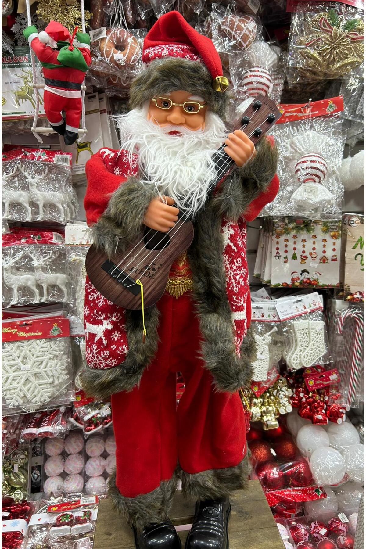 Astaş Gitar Çalan Noel Baba Sesli ve Işıklı Figür 100 Cm