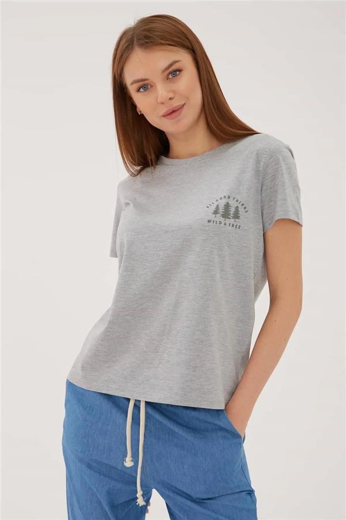 Fashion Friends-Printed T-shirt Gray Melange / Grey Melange 2