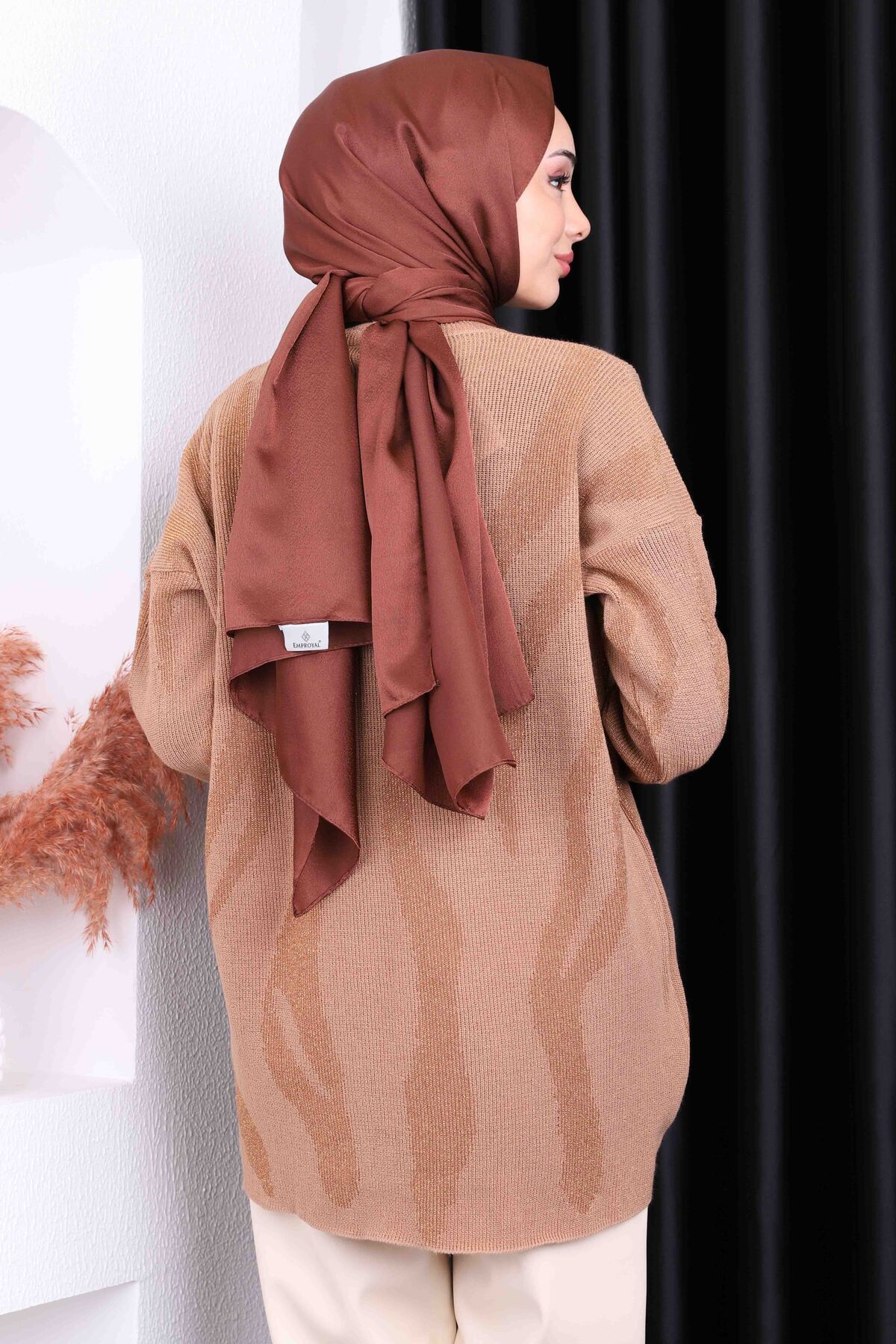 İmajButik-Mink Patterned Glitter Knitwear Tunic 4