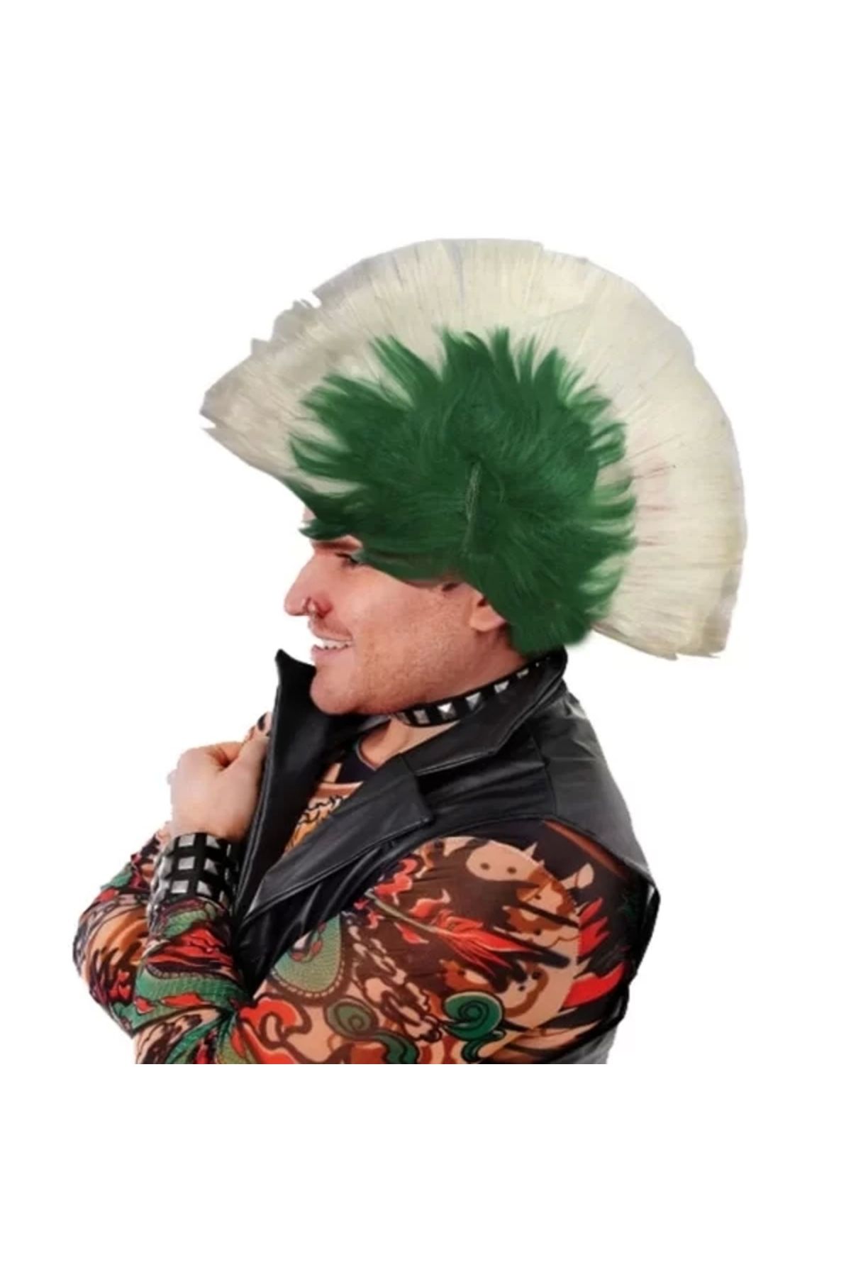 ÇERÇİCİ Mohican Mohawk Punk Peruk - 70 Li 80 Li Yıllar Peruk Model 10