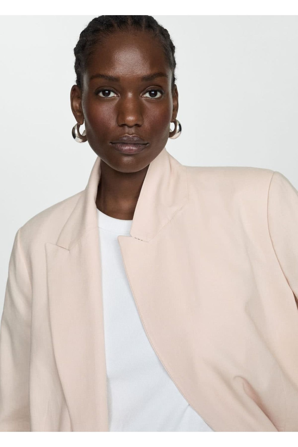 MANGO Woman-Linen Blazer Jacket with Cuffs Button 5