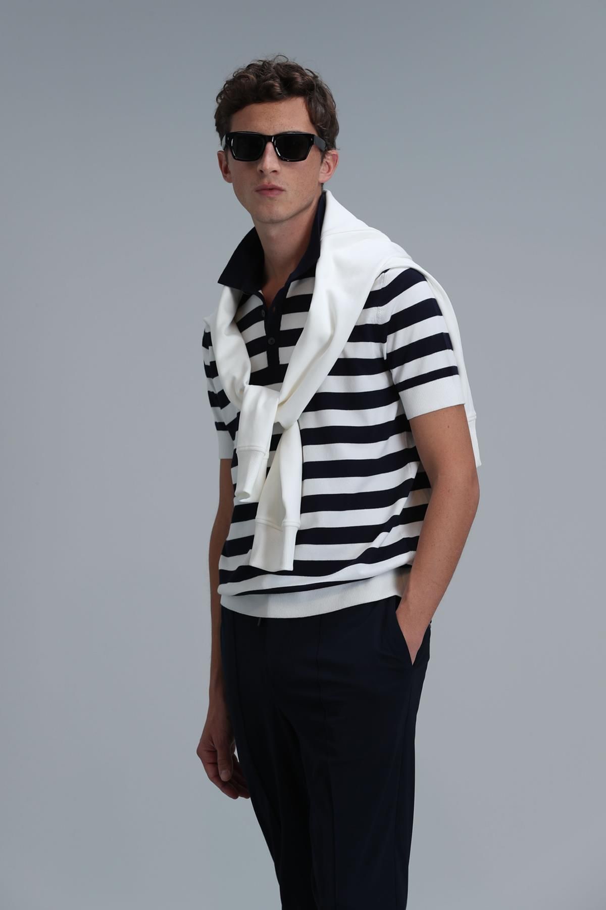 Lufian-Ανδρικό πουλόβερ Navy Blue Ruler 5
