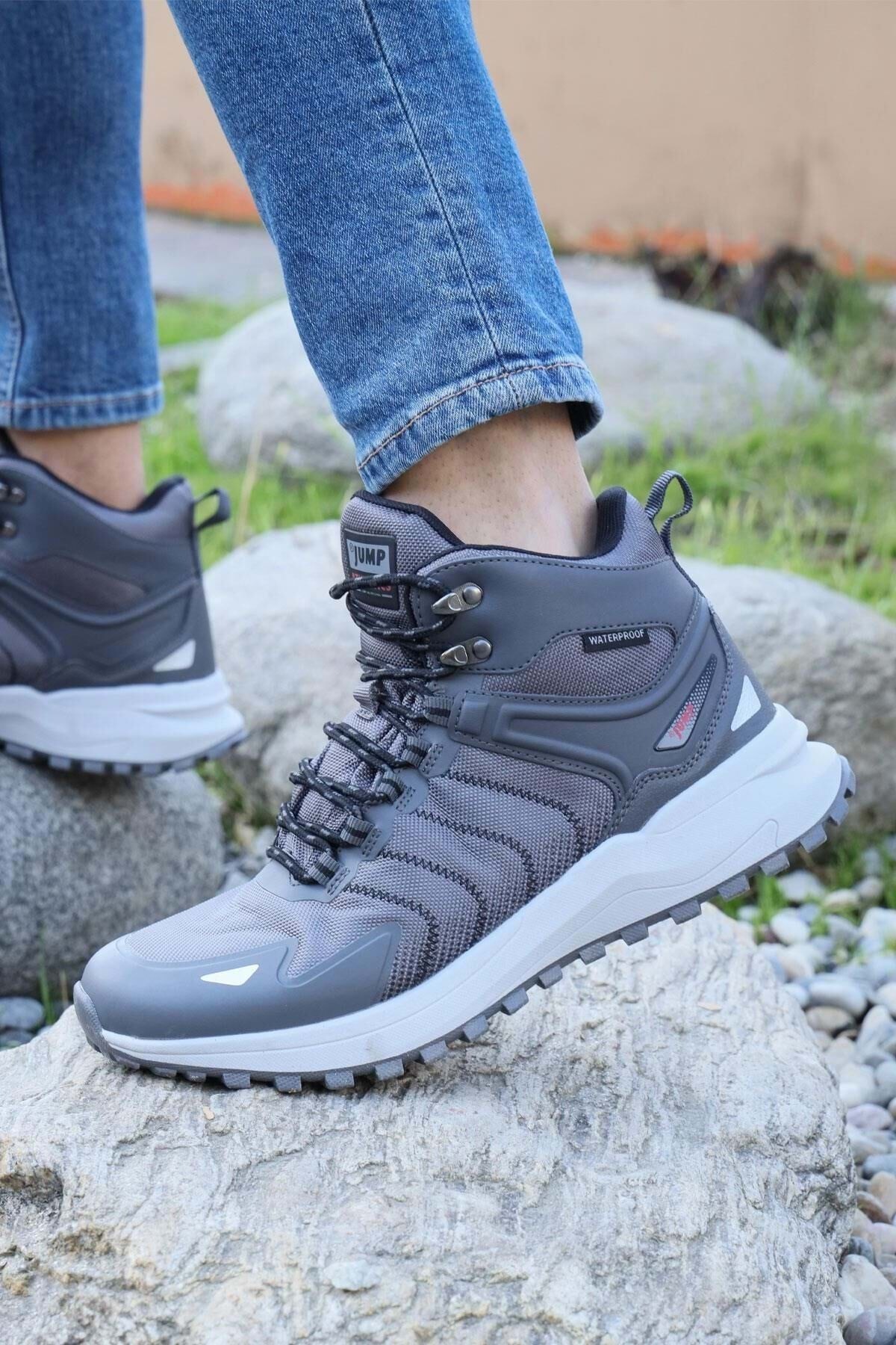 Kocamanlar Ayakkabı Jump 28680 WaterProof Kaymaz Taban Ortopedik Unisex Bot GRİ görsel 3