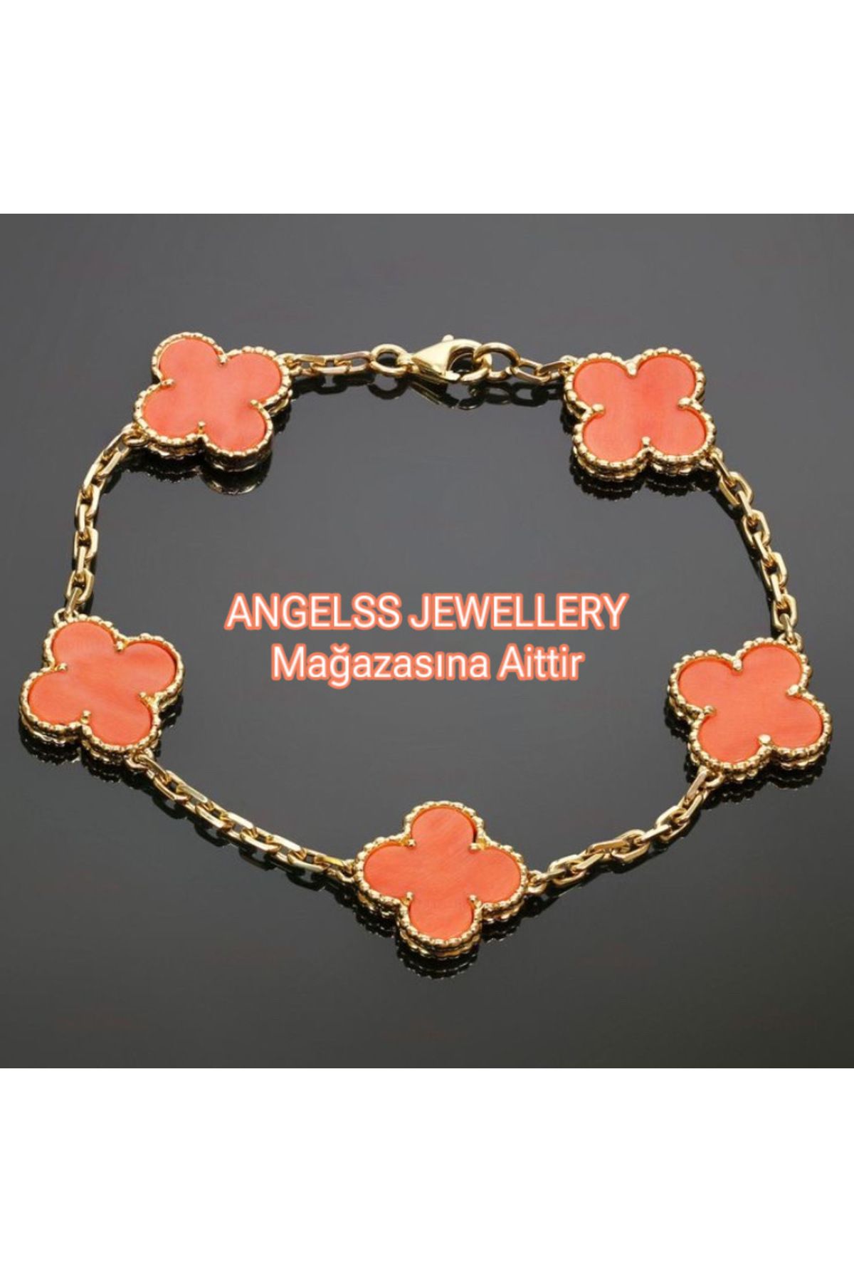 ANGELSS JEWELLERY-Orange Gold Bracelet (Clover Model Orange Bracelet) 1