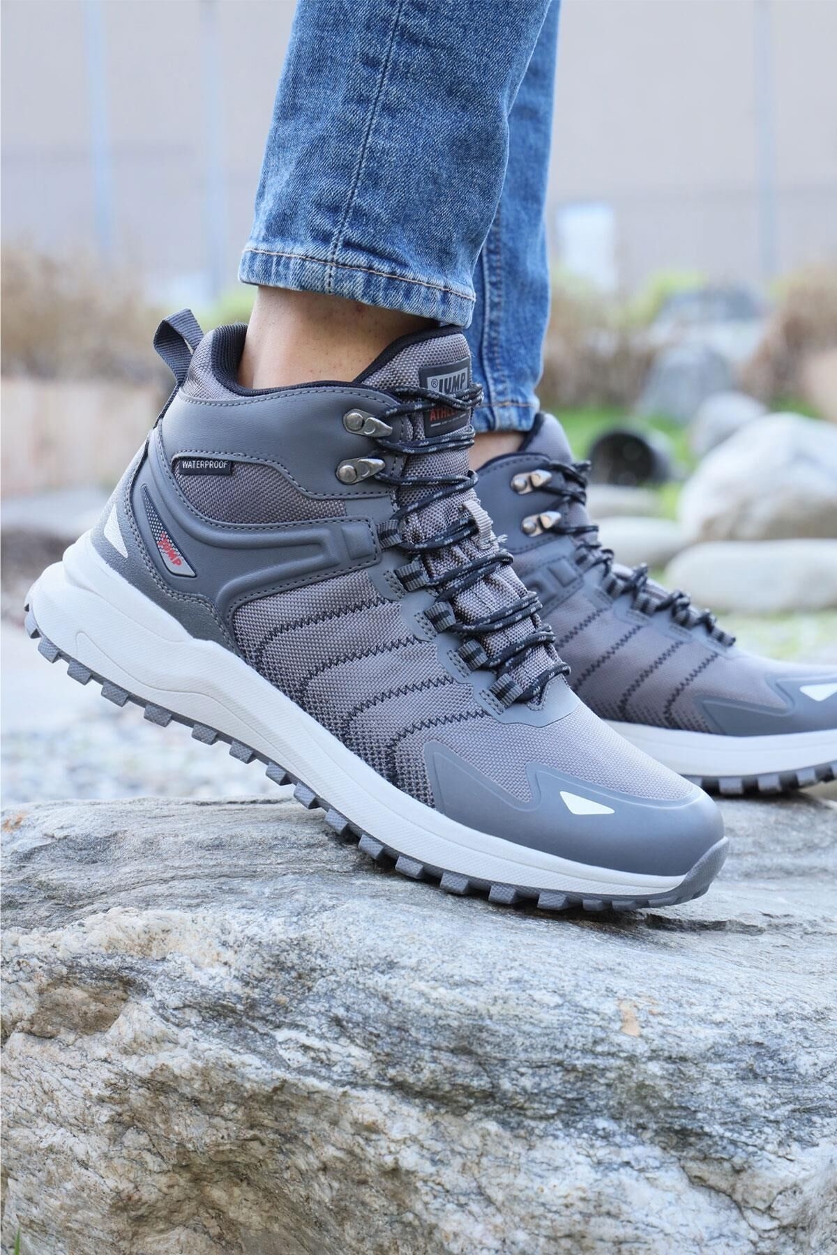 Kocamanlar Ayakkabı Jump 28680 WaterProof Kaymaz Taban Ortopedik Unisex Bot GRİ görsel 2