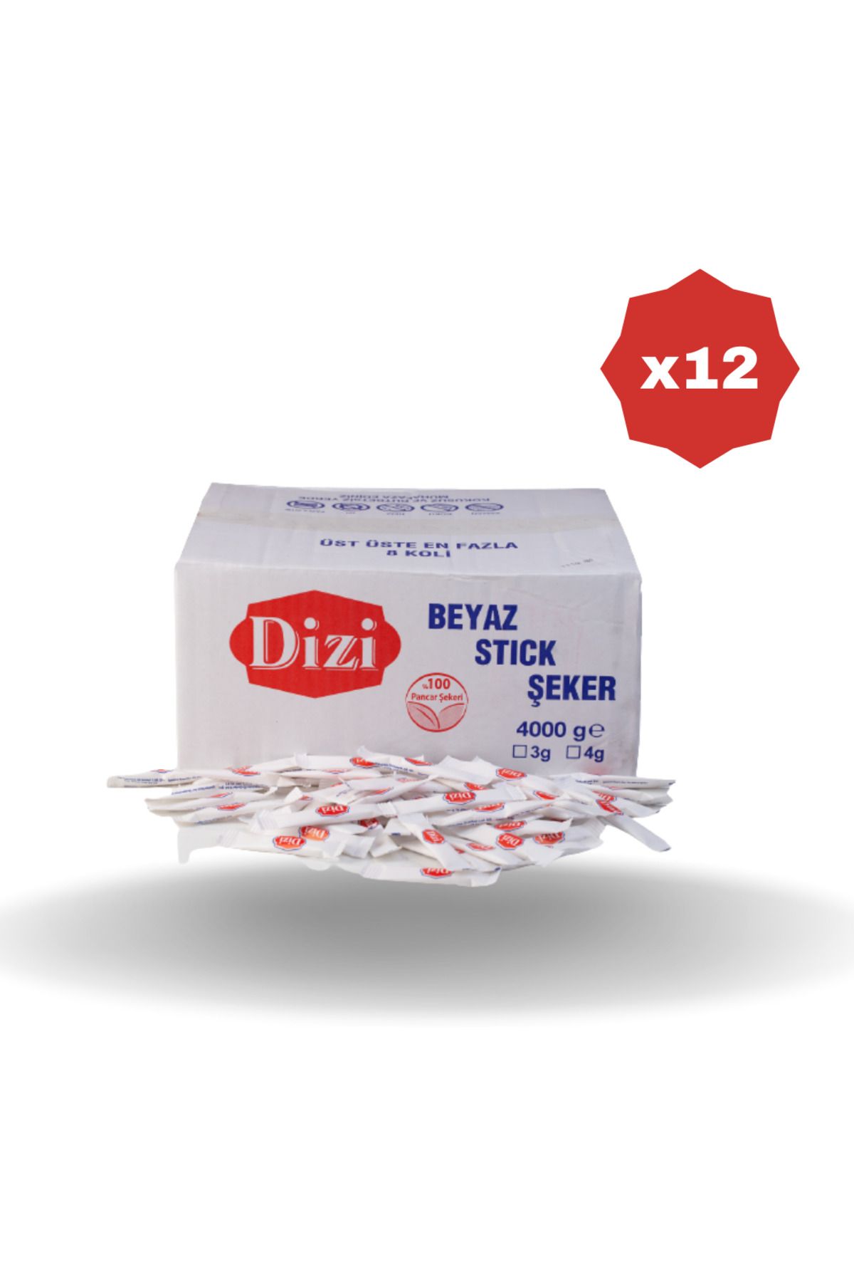 DİZİ DİZİ BEYAZ STİCK ŞEKER 4 KG - (12 ADET)