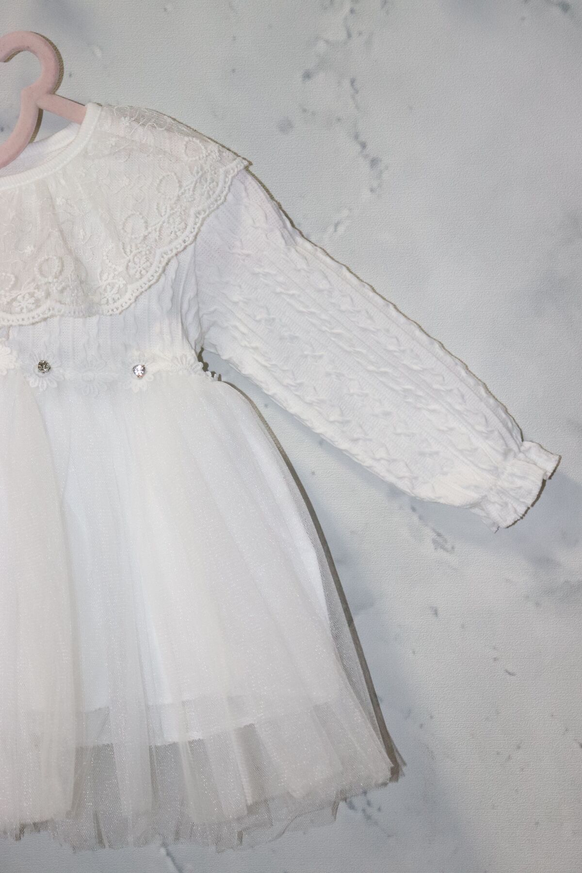 FESSHERA-Tulle Embroidered Baby Girl Dress with Lace Detail - Special for Little Princesses 3