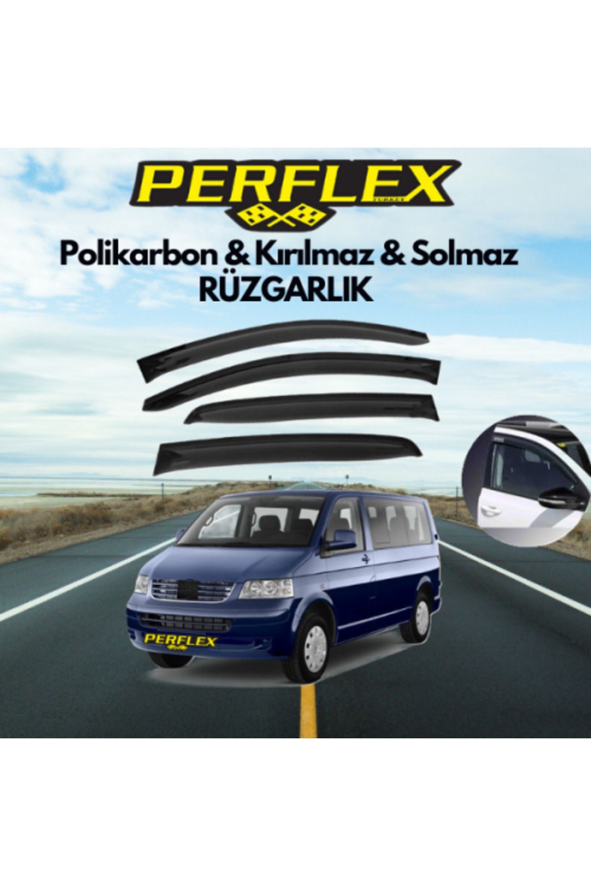 NiCe Shop Polikarbon Kırılmaz Rüzgarlık V2 Mugen VW T5/T6 4'LÜ 2003+