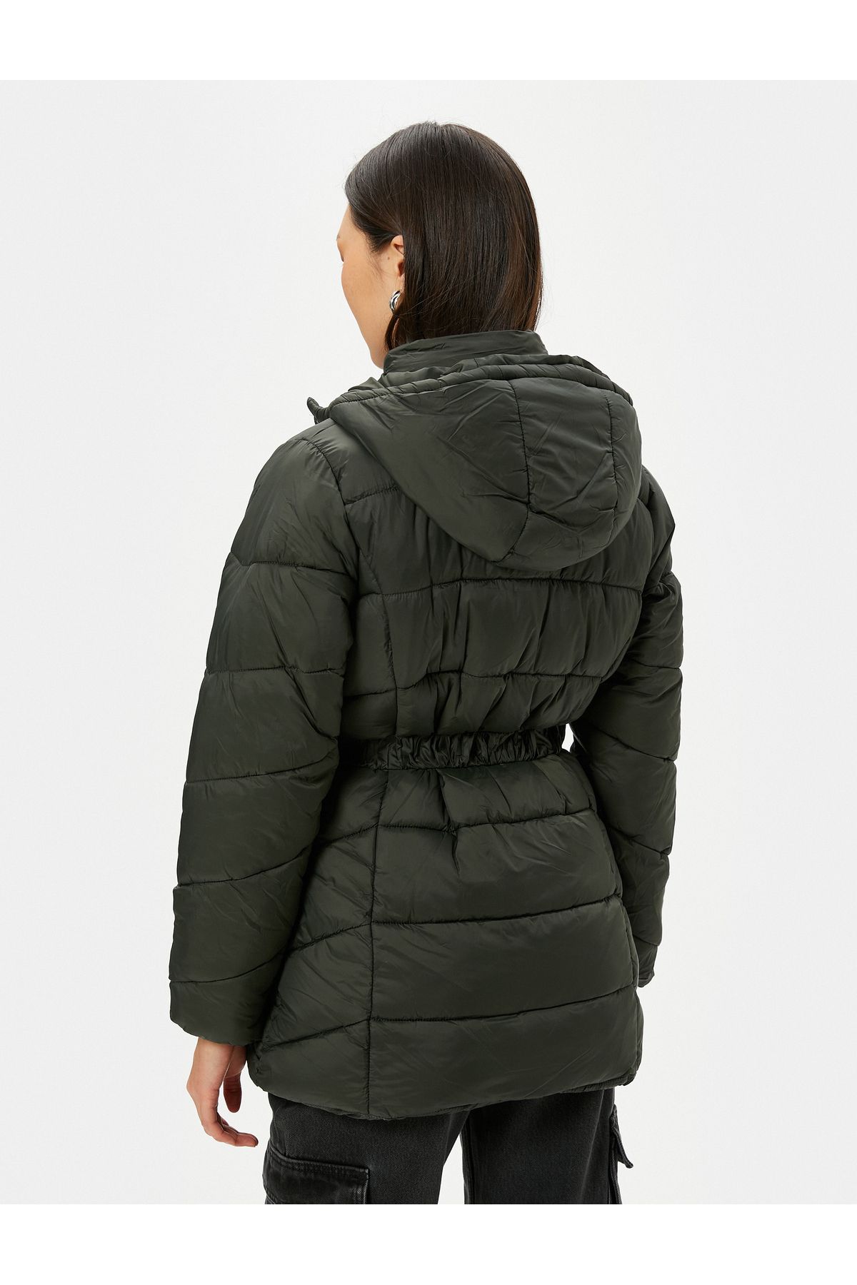 Koton-Puffer Jacket Kapsa na opasku s kapucí a zipem 4