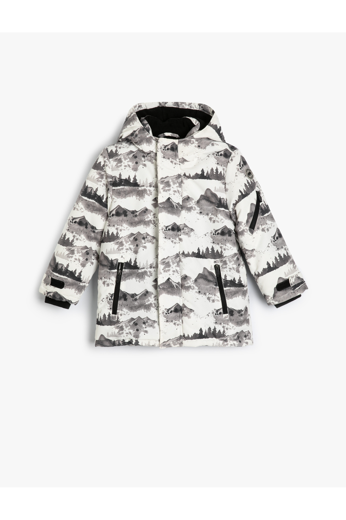 کوتون بارانی زیپ‌دار ضد آب کلاه‌دار با جزئیات جیب‌دار