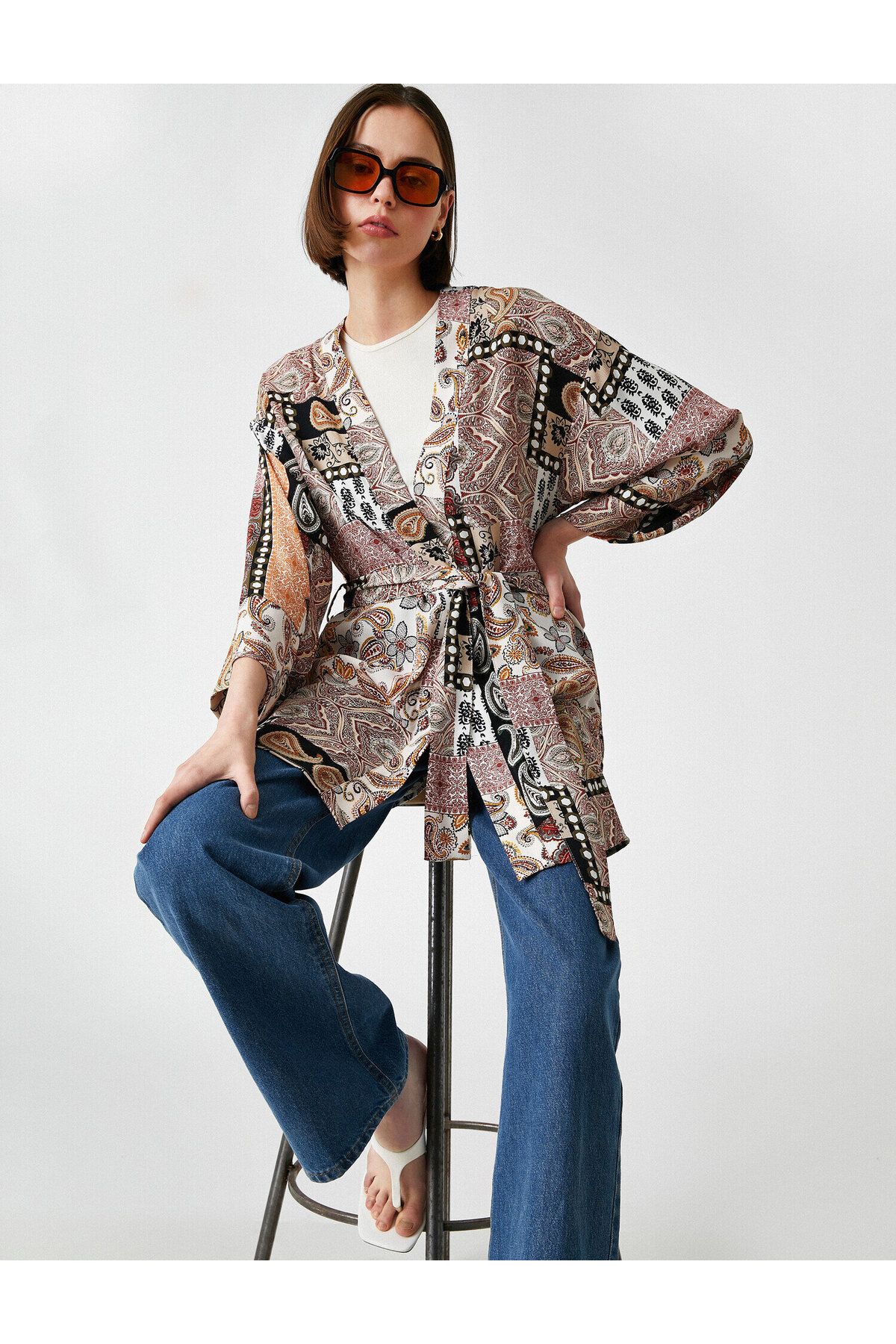 Koton-3/4 Sleeve Patterned Kimono 1