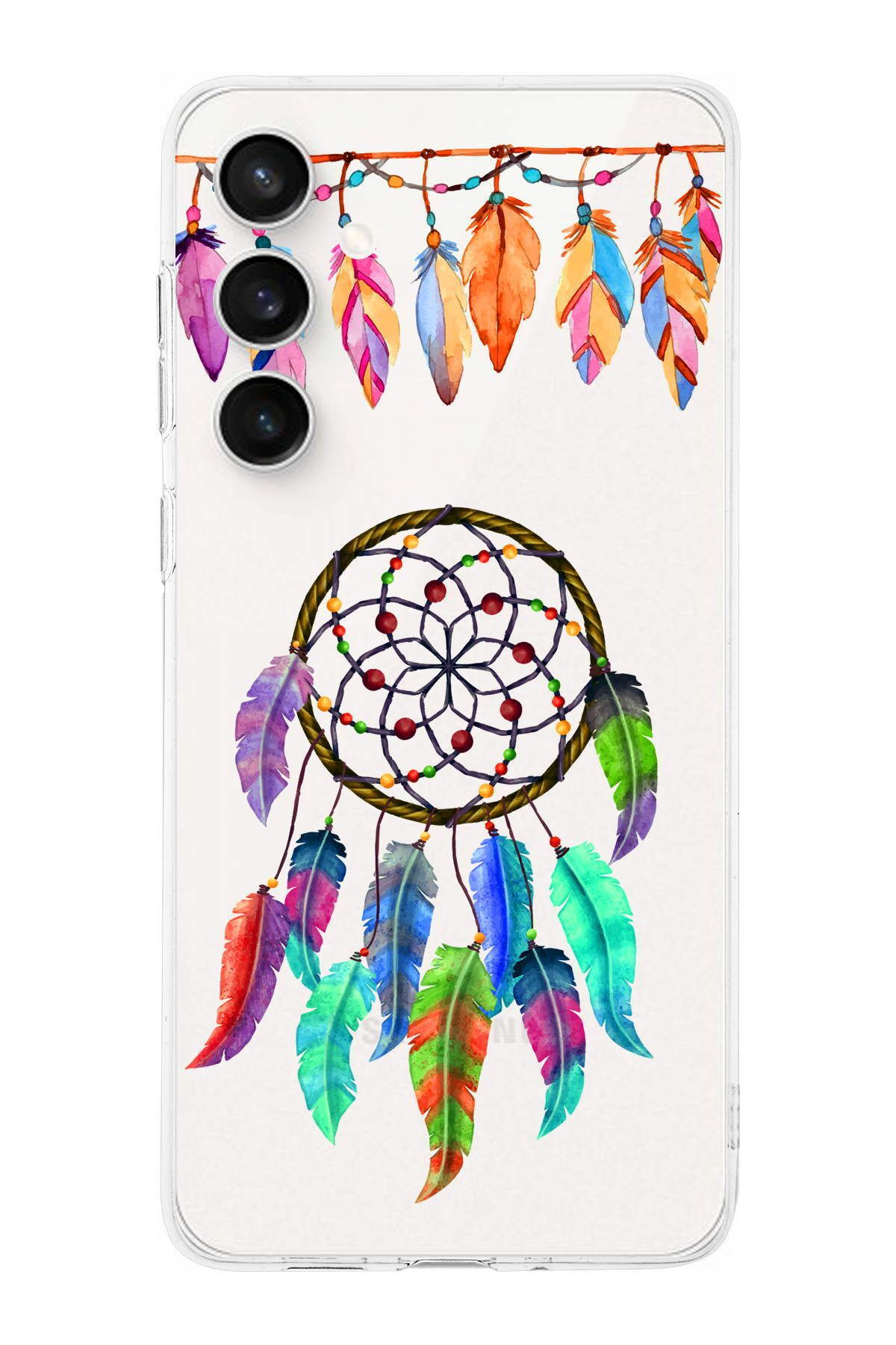 Galaxy S24 Fe ile Uyumlu Nazar Boncuğu 6  Kamera Korumalı Şeffaf Silikon Kılıf