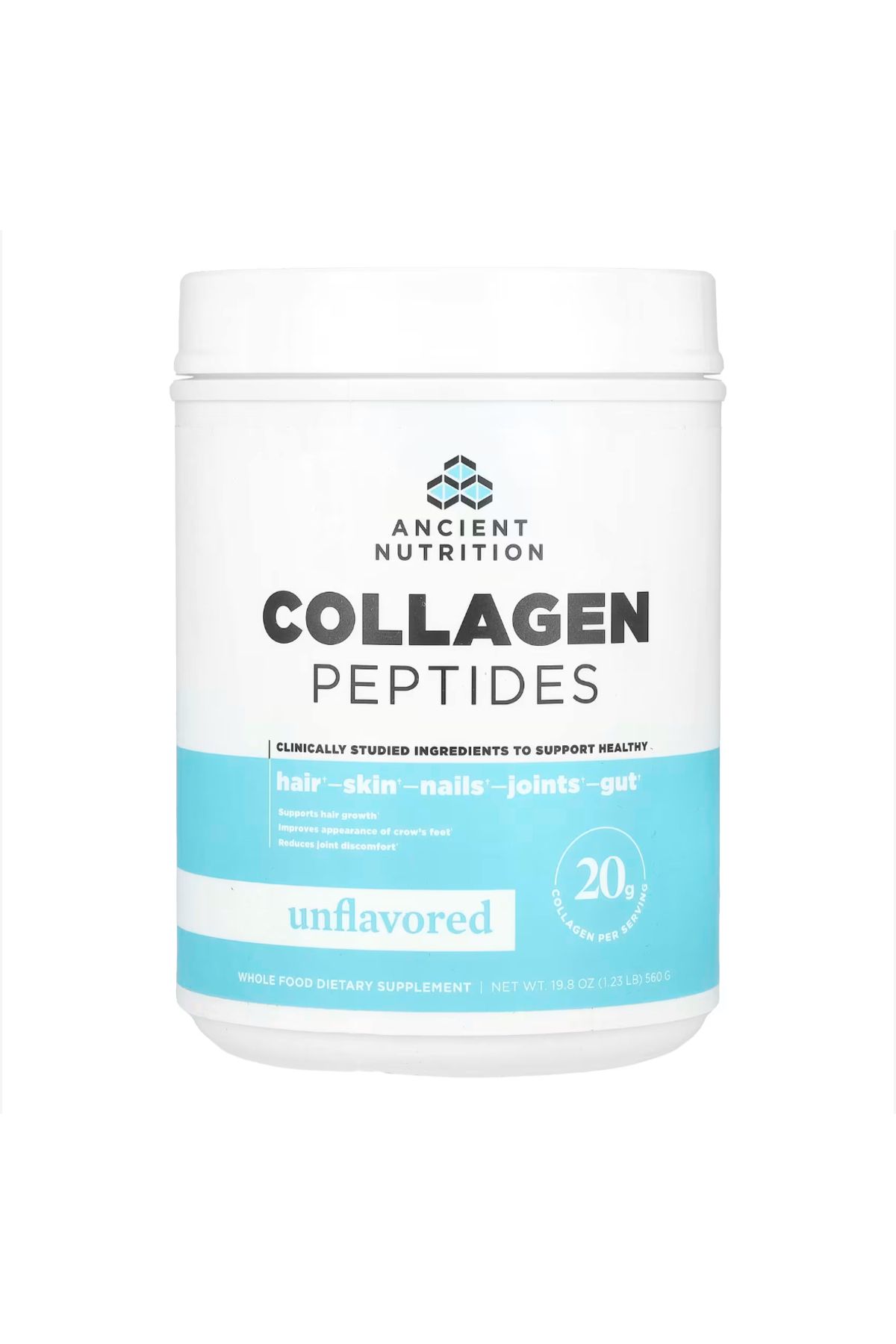 Ancient Nutrition Collagen Peptides, Unflavored, 1.23 lb (560 g) us.ver.08