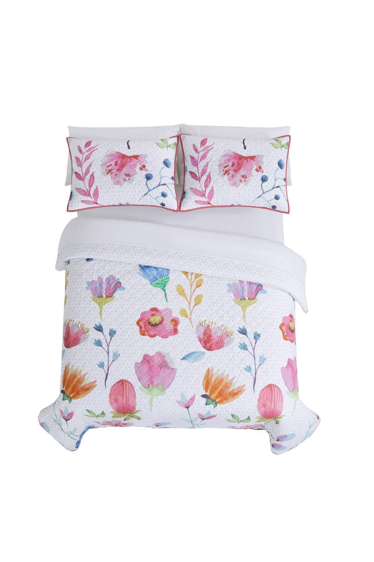 Orange Bed & Bath-New Big | 2 Pieces Single Size Bed Quilt - Big Summer Flower|pink236× 203 Cm 1