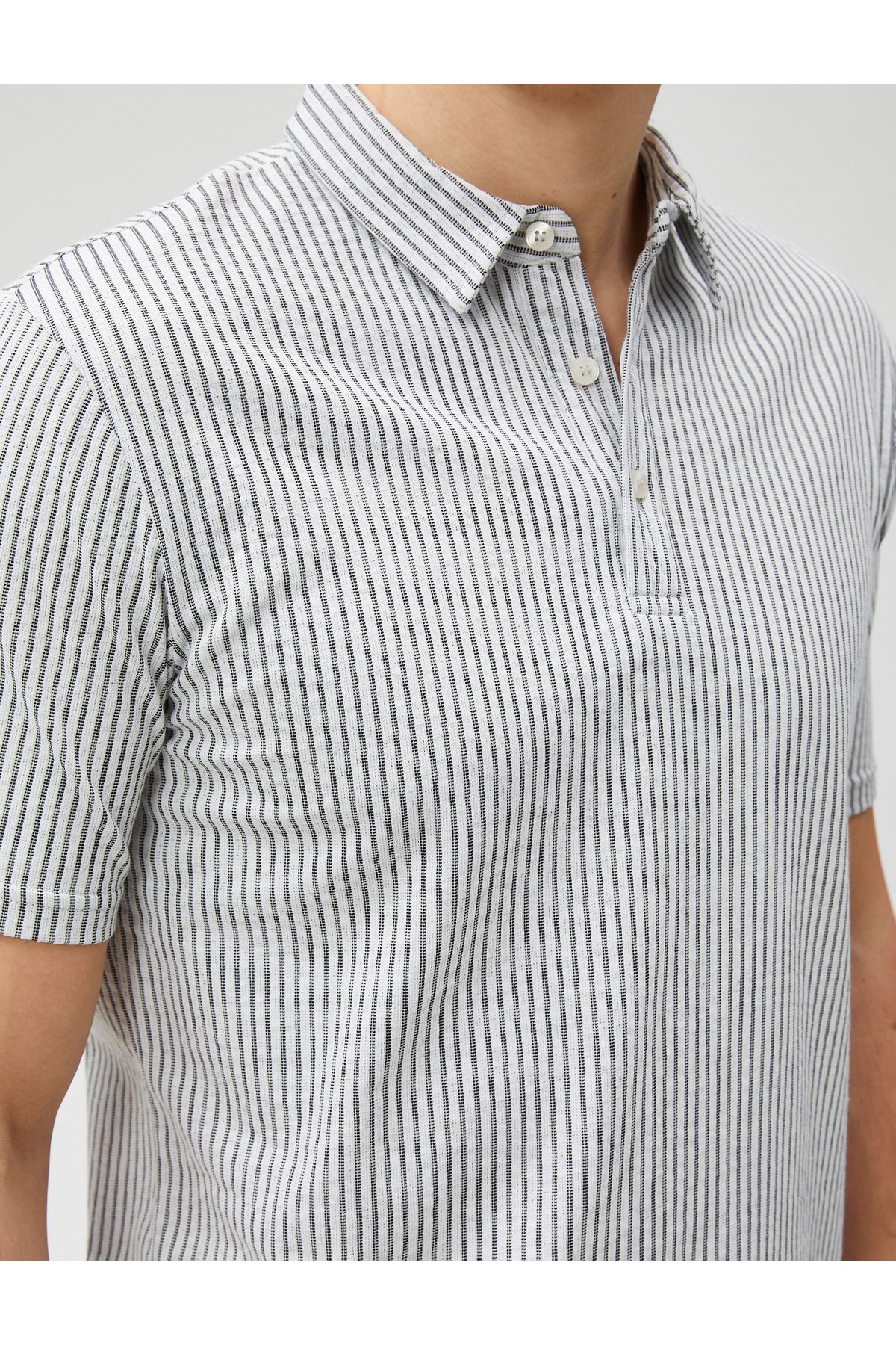 Koton-Polo Neck T-Shirt Short Sleeve Cotton Button-Up 5
