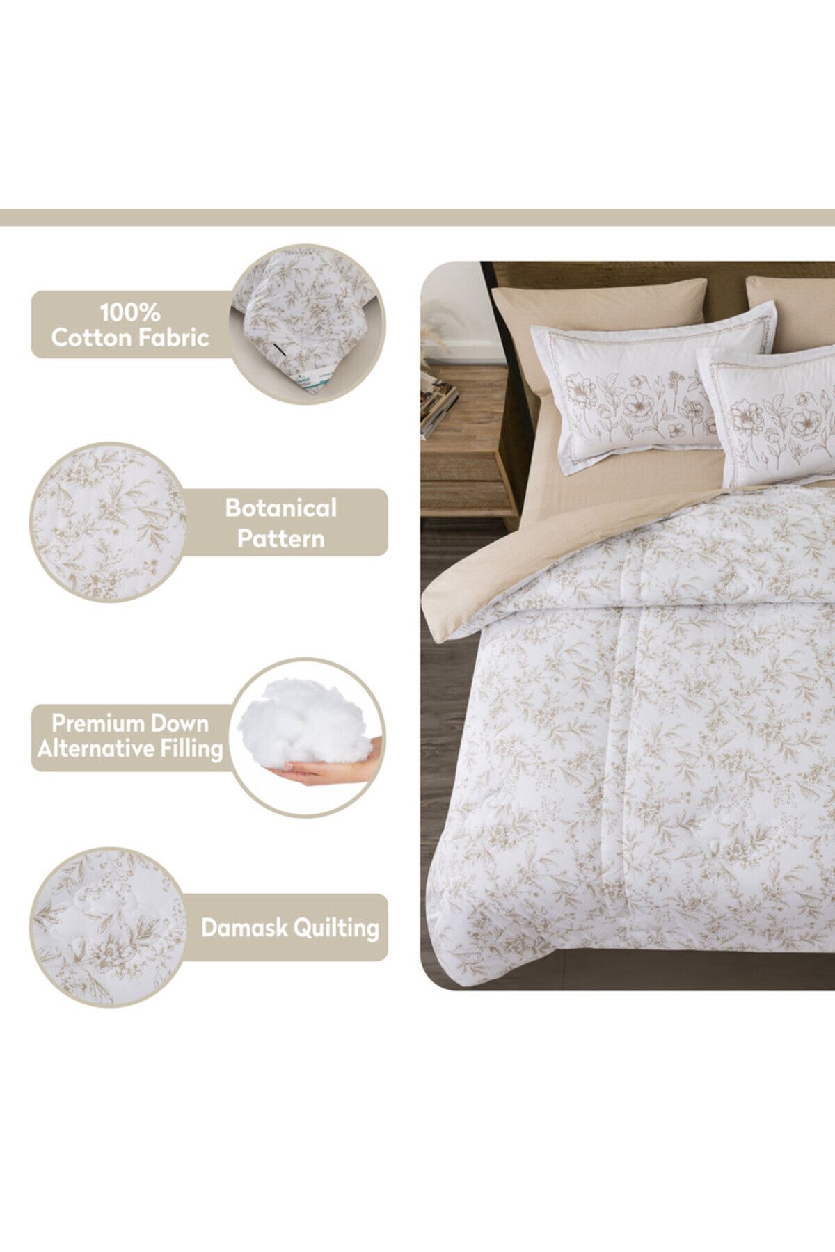 Donetella-Cotton Floral Comforter Sets, 4 - Piece Fits 140 X 200 Cms Single Size 5