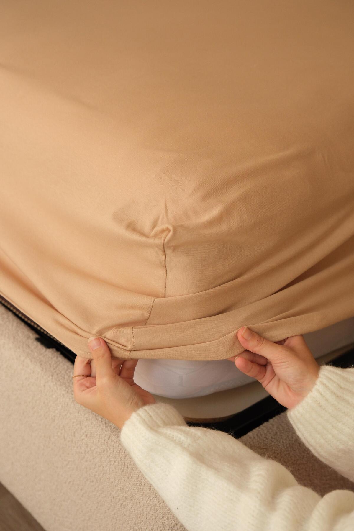 NEEDLE TEK KİŞİLİK LASTİKLİ ÇARŞAF KREM