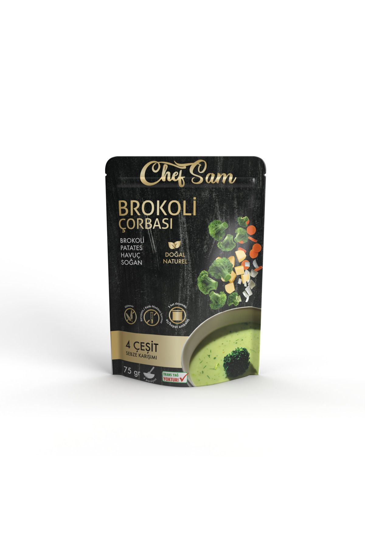 CHEF SAM BROKOLİ ÇORBASI 75 GR *3 ADET* GLÜTENSİZ