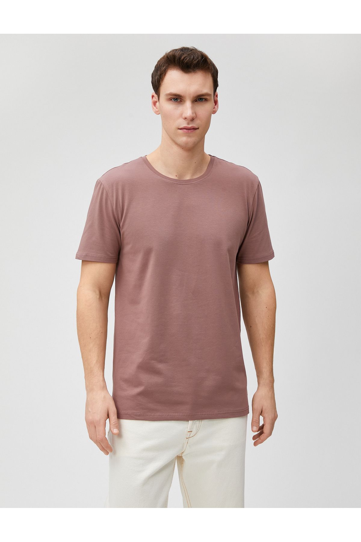 Koton-Basic T-Shirt Label Detailed Short Sleeve Crew Neck Cotton 3