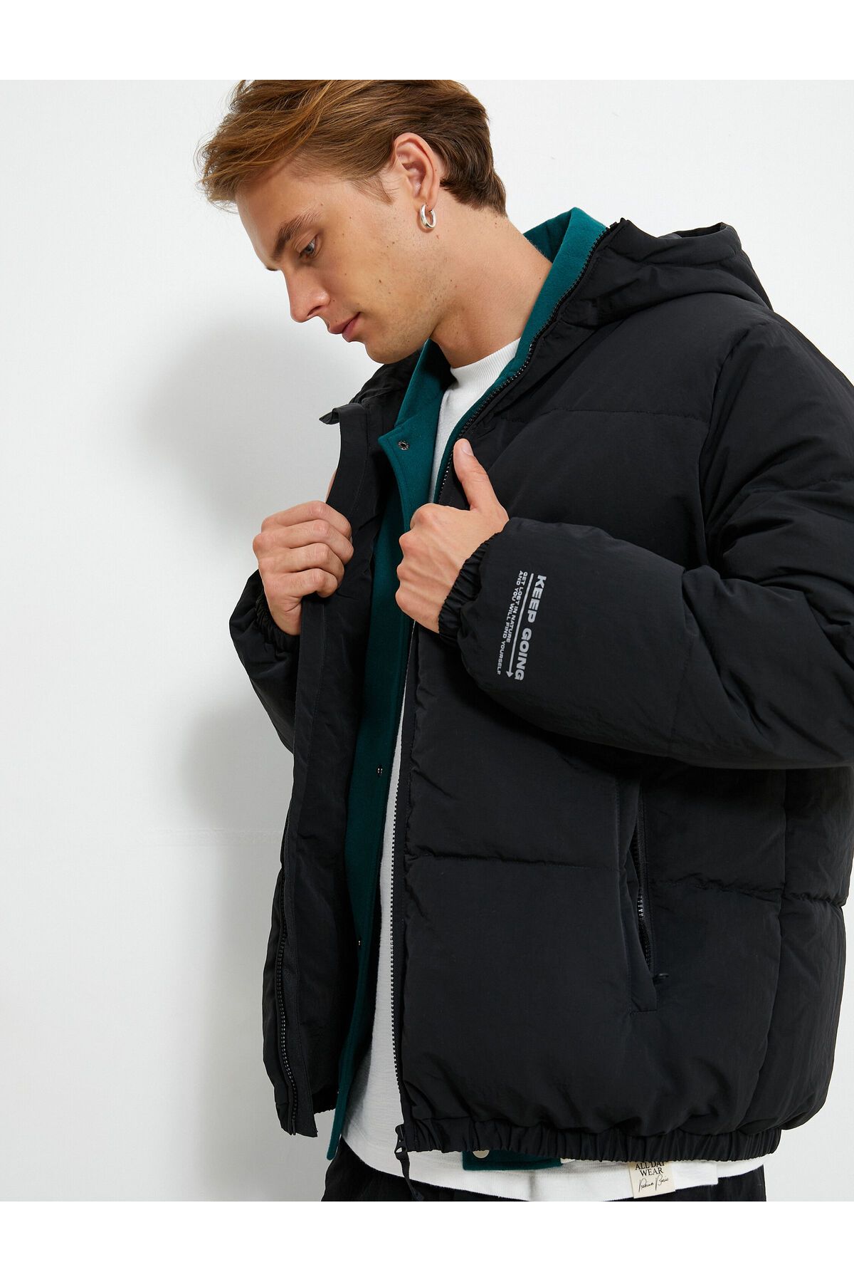 Koton-Puffer Jacket, Hooded, Pocket Detailed, Zippered 2