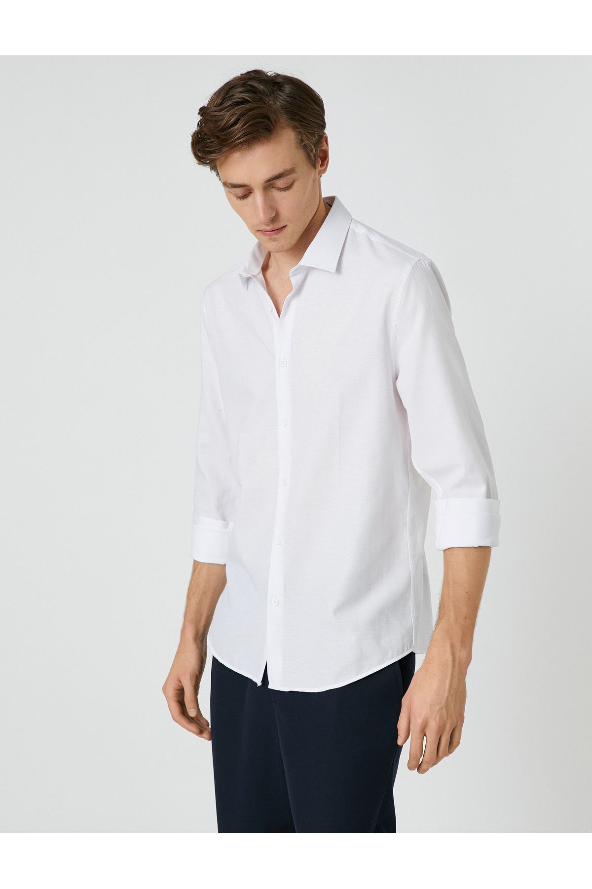 Koton-Sports Shirt Slim Fit Classic Collar Long Sleeve Non Iron 2