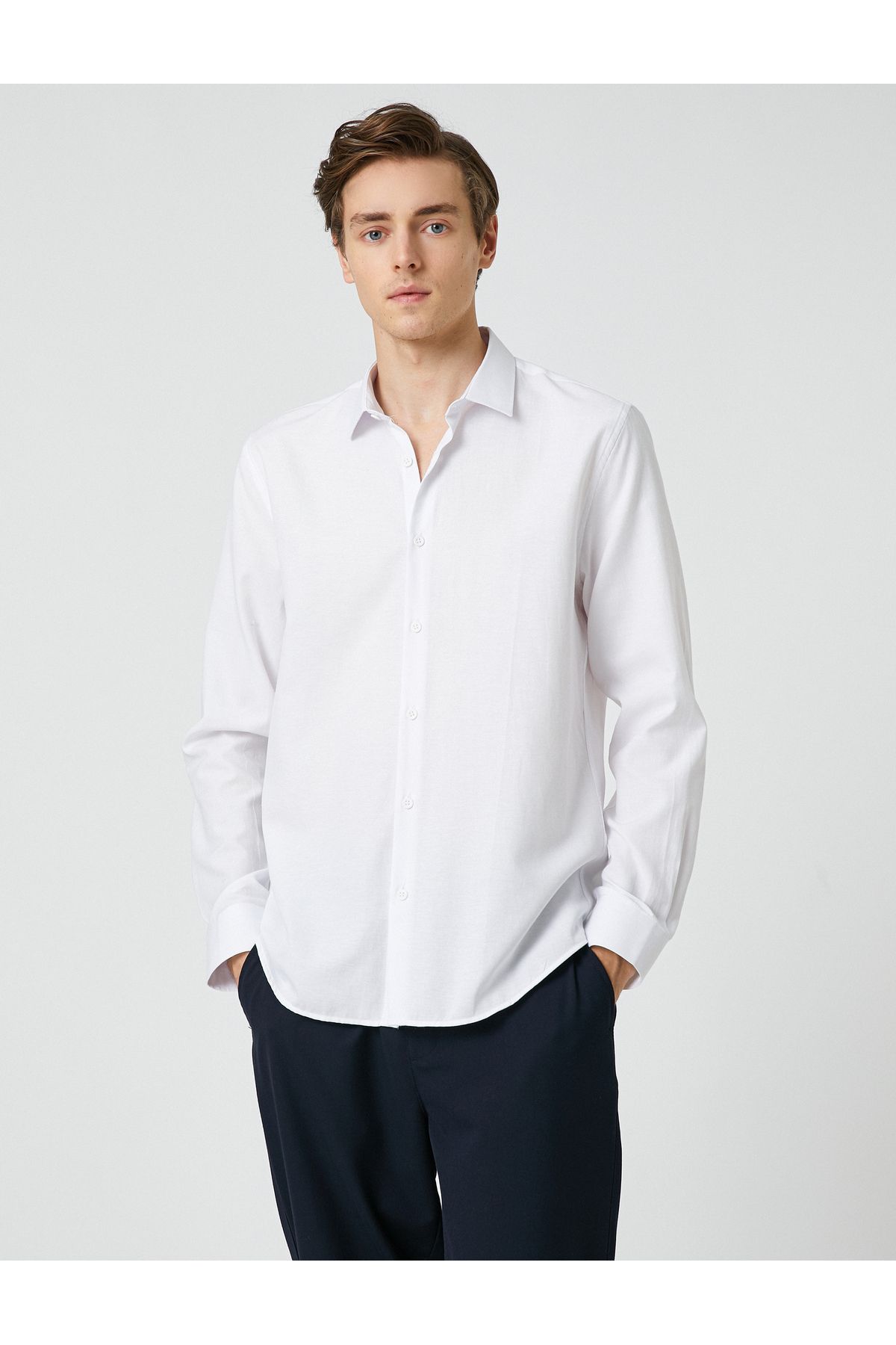 Koton-Sports Shirt Slim Fit Classic Collar Long Sleeve Non Iron 3