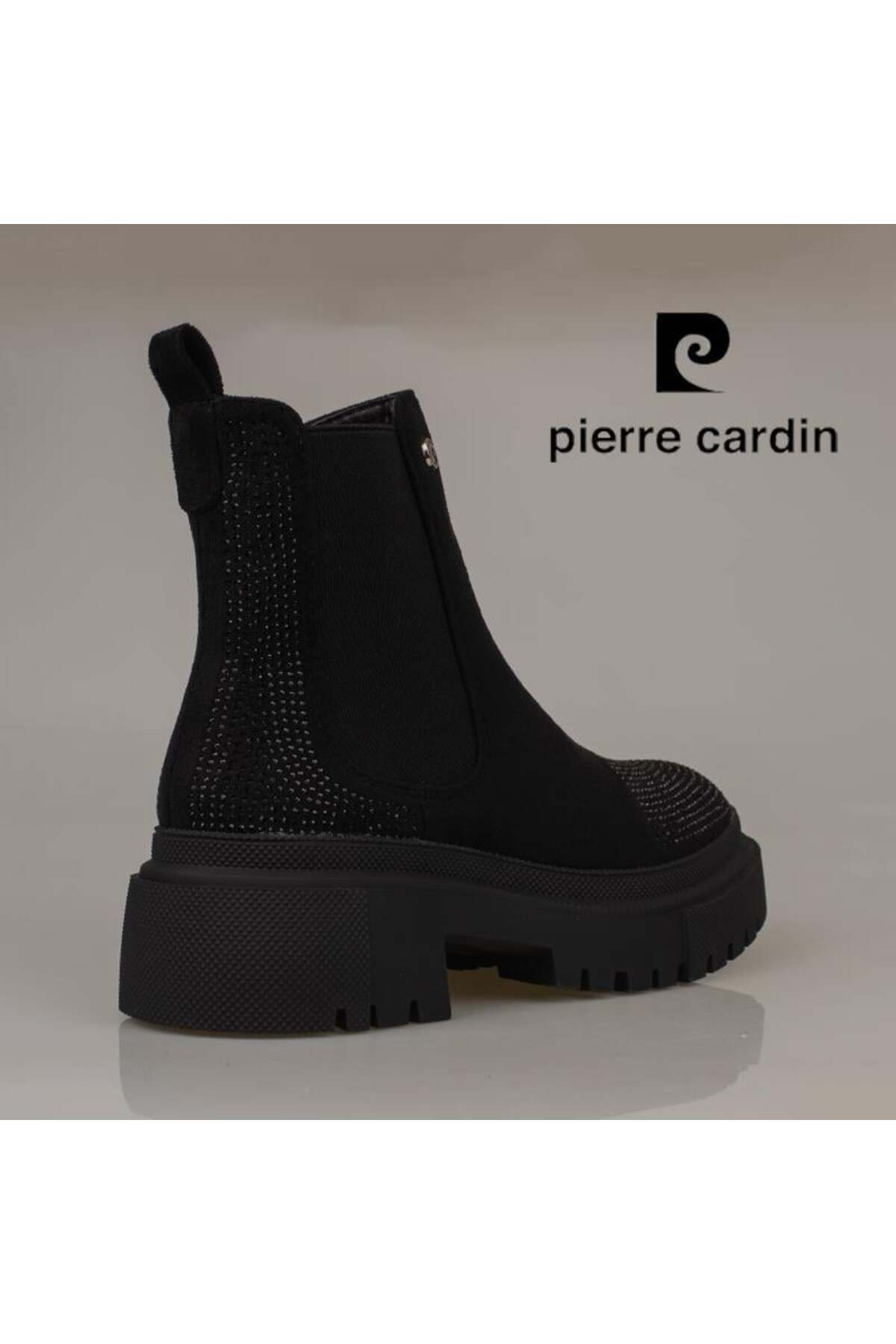 Pierre Cardin Siyah Taş Detaylı Süet Kadın Chelsea Bot görsel 4
