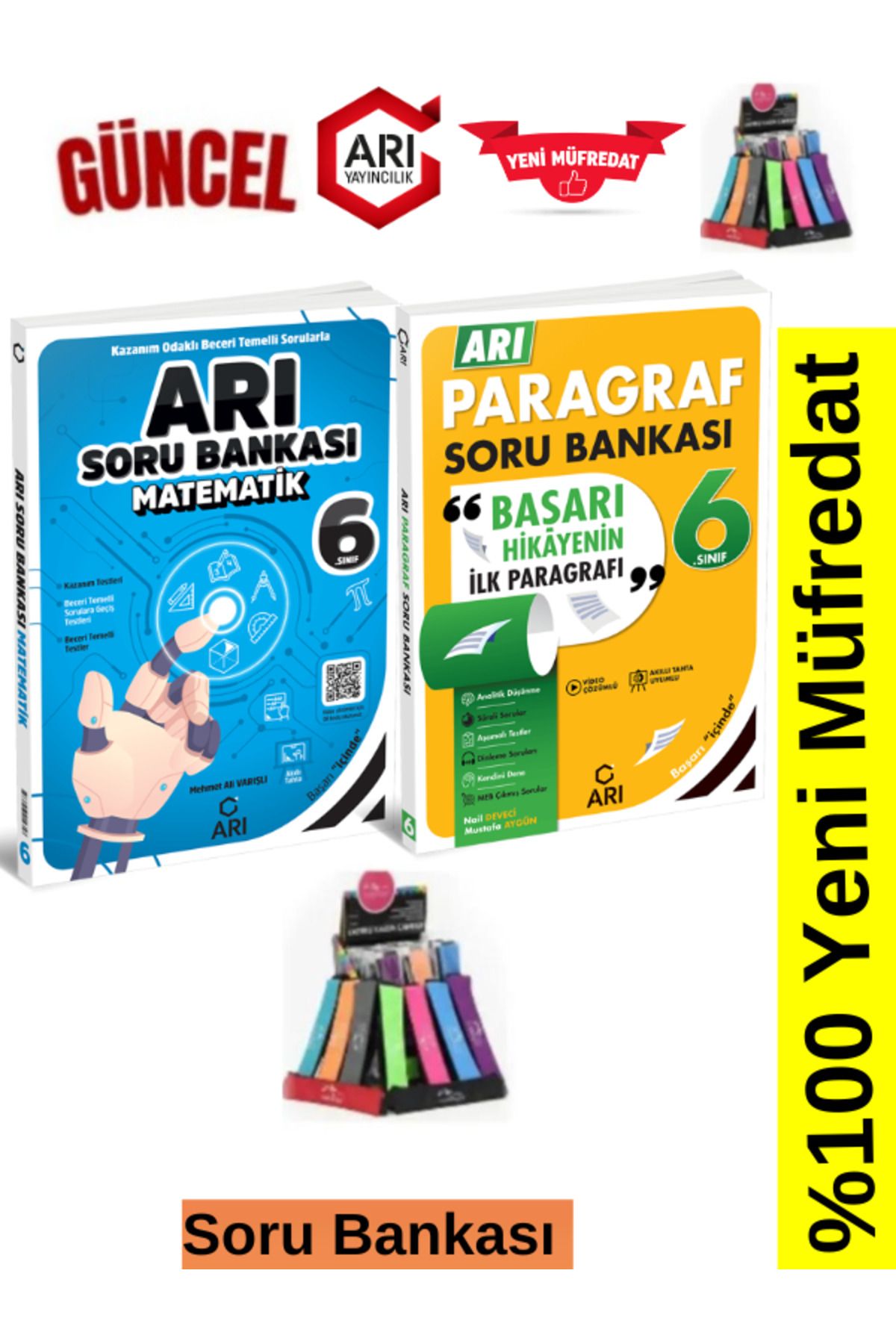Arı Yayıncılık 2024-2025 Müfredat 6.Sınıf Matematik-Paragraf Soru Bankası Seti+Kalemlik