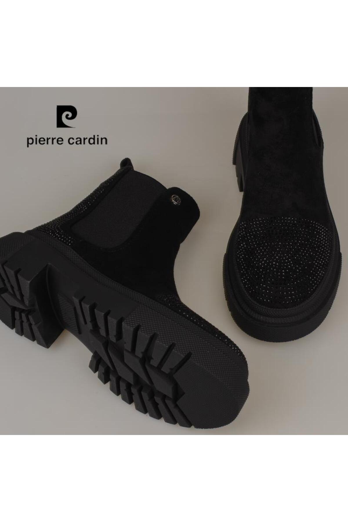 Pierre Cardin Siyah Taş Detaylı Süet Kadın Chelsea Bot görsel 6