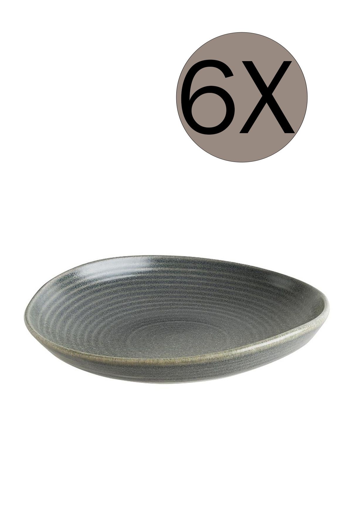 Bonna Porselen Hornfels Ripple Çukur Tabak 19 cm 350 cc 6'lı Takım HORRPL19CK