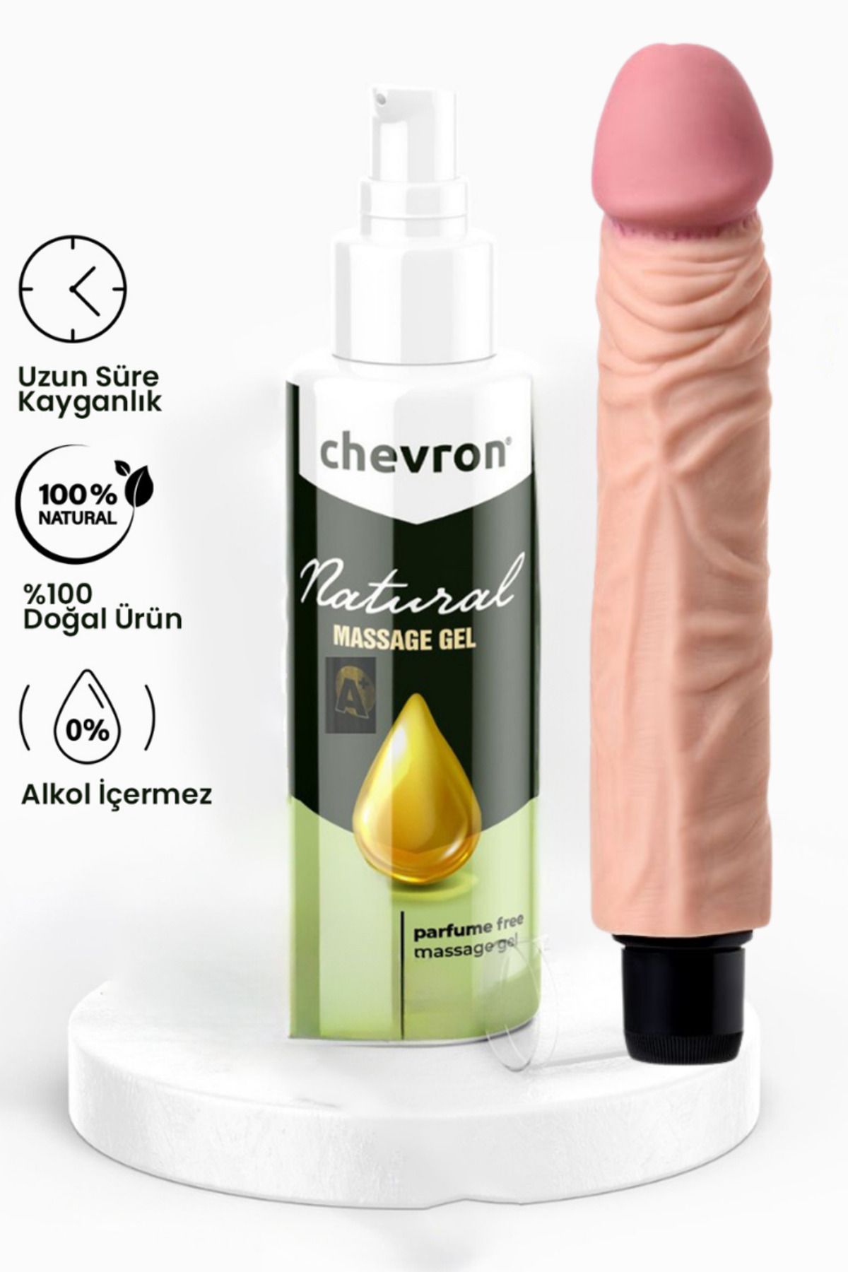 chevron 110 ML Doğal Su Bazlı Extra Kayganlaştırıcı Jel + Et Dokulu Damarlı Realistik Vibratör