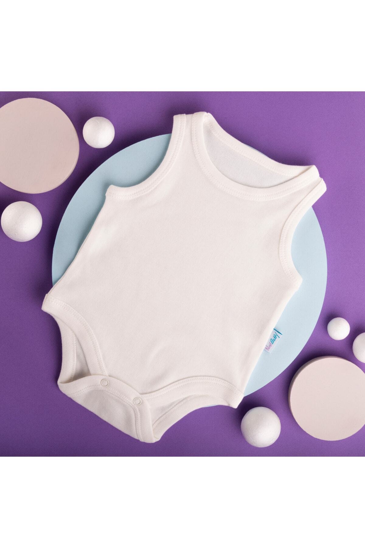 Novibaby 3'lü Bebek Atlet Body Zıbın Çıtçıtlı Beyaz 100% Pamuk - Beyaz bebek Body zıbın fotoğrafı 6 (önizleme)
