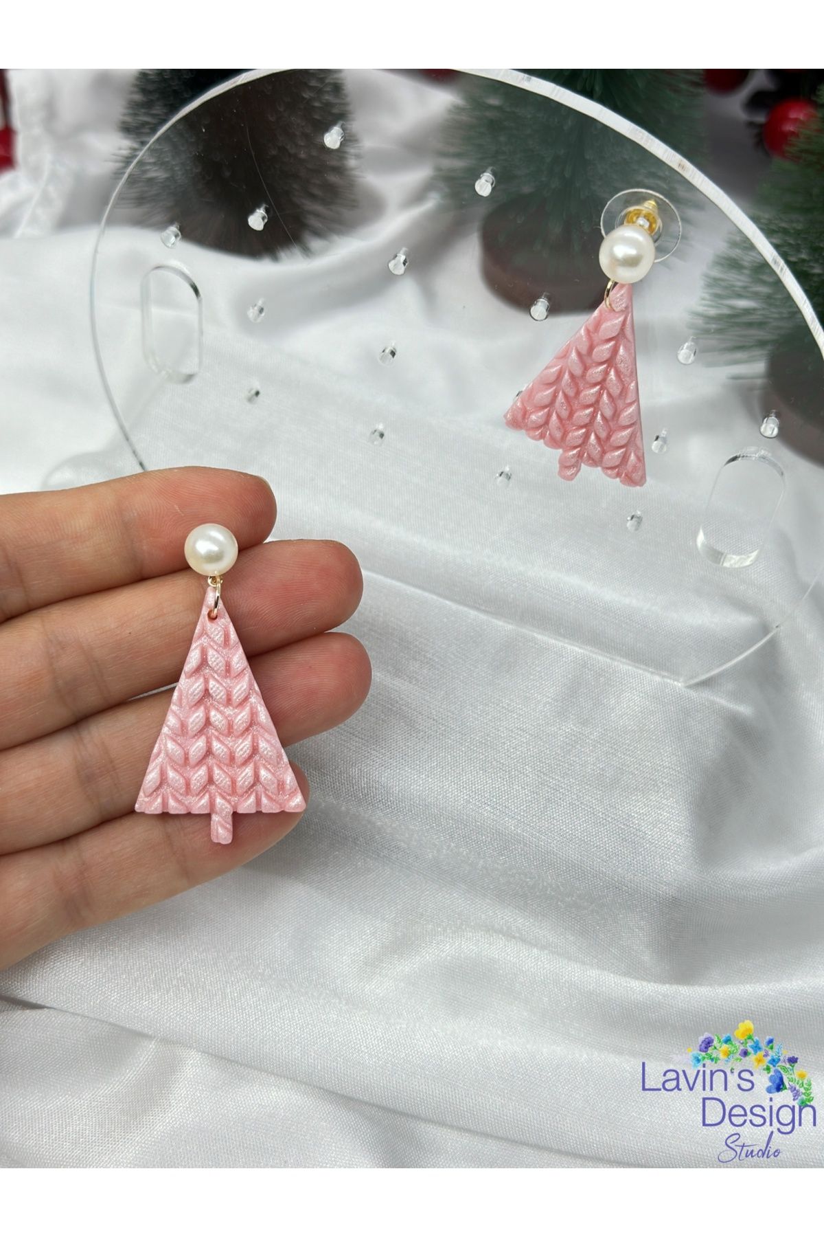 LavinsDesignStudio-New Year Concept Soft Colorful Tree Polymer Clay Earrings 3