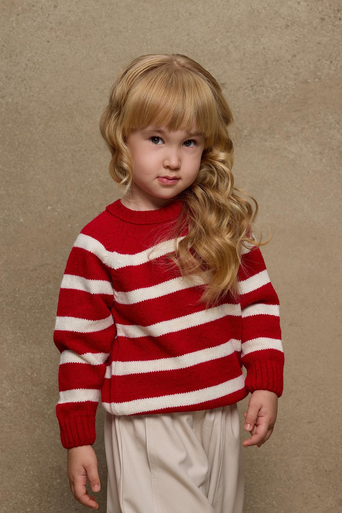 Fahhar Kids-Red Striped Knitwear Sweater 5