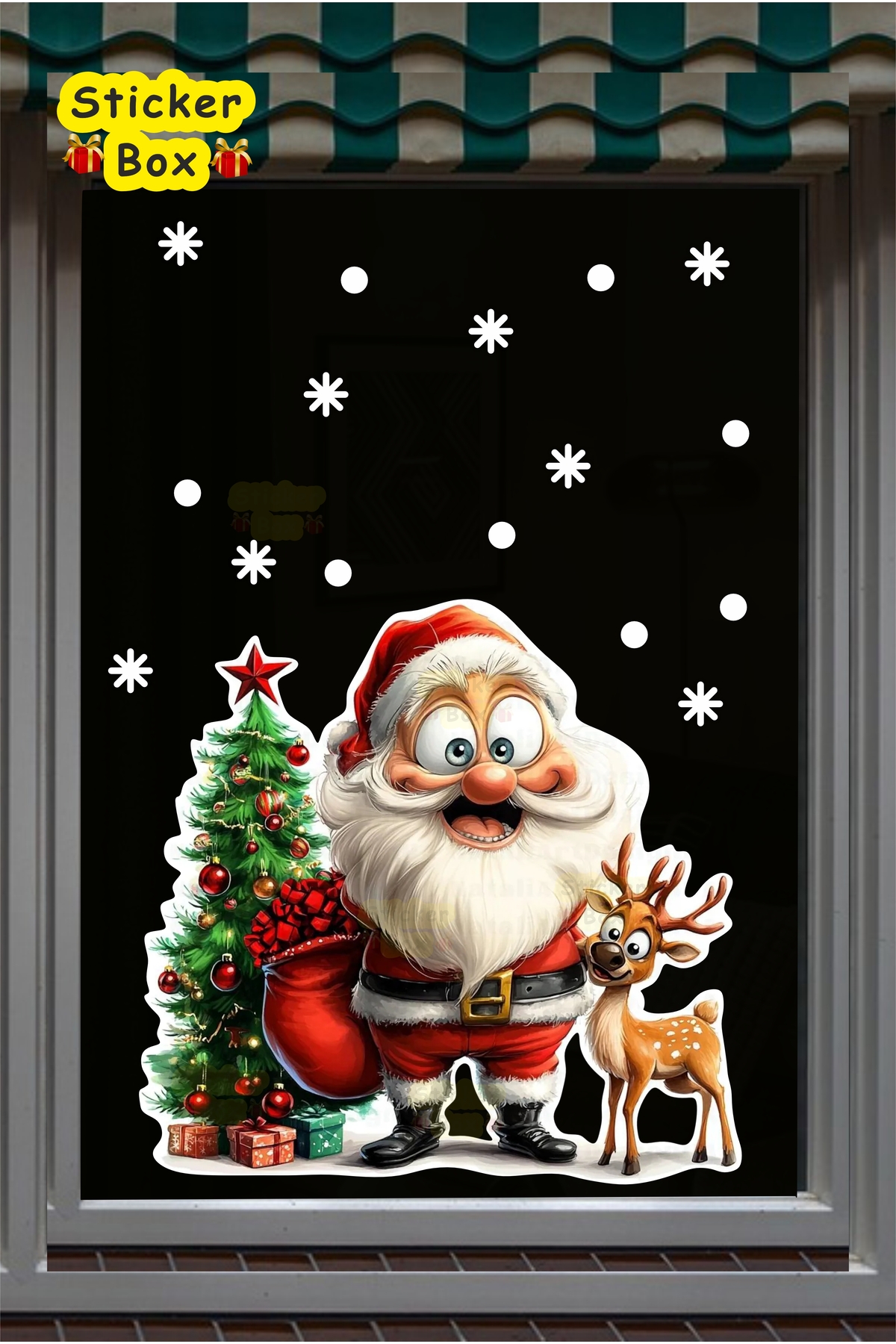 Think And Print Yılbaşı Temalı Duvar Sticker Seti – Çam Ağacı, Noel Baba, Kar Taneleri ve Kardan Adam Dekoru fotoğrafı 2 (önizleme)