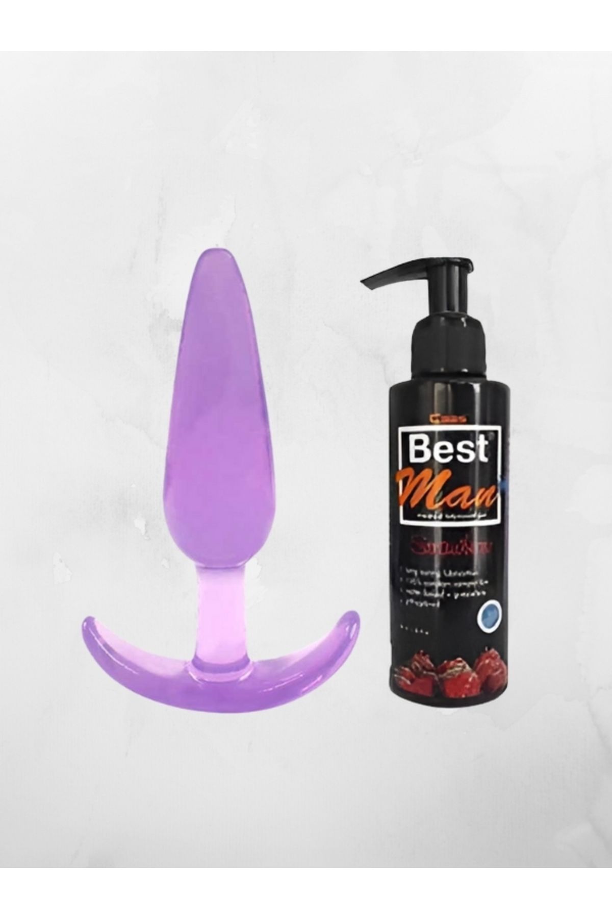 AŞKIN DEPOSU AŞKINDEPOSU 11cm Silikon Anal Plug 150 ml Çilekli Kayganlaştırıcı 2'li Paketi Set