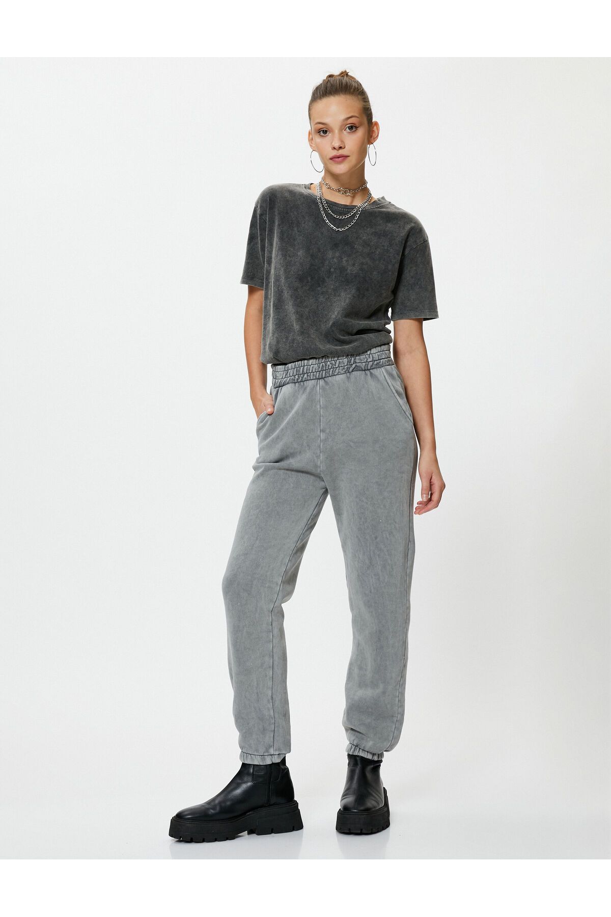 Koton-Relaxed Fit - Raster Jogger Sweatpants with Elastic Waist and Pockets 2