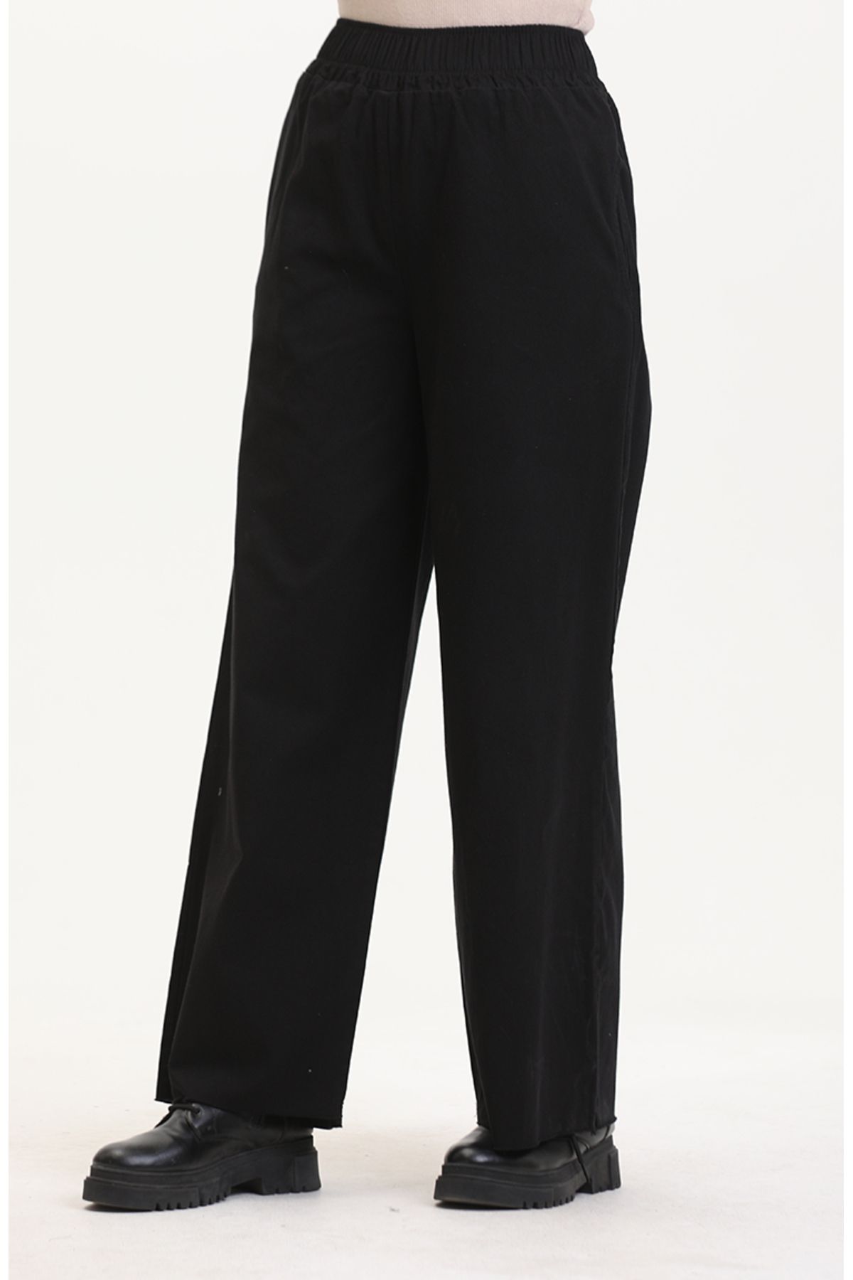 sefamerve-Schwarze Jeans mit elastischem Bund – 1793EY-01 2