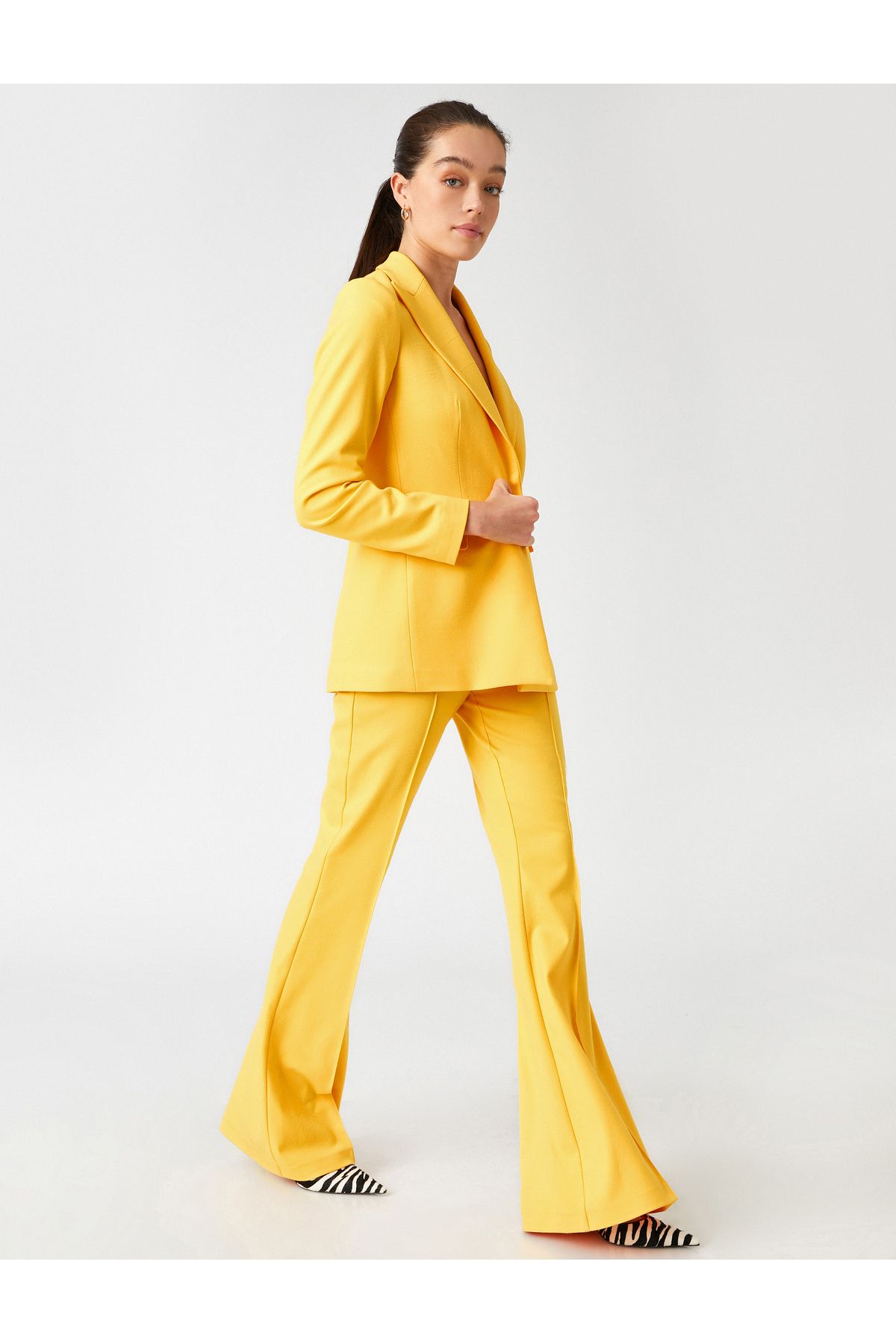 Koton-Melis Ağazat X - Ribbed Flare Leg Trousers 2