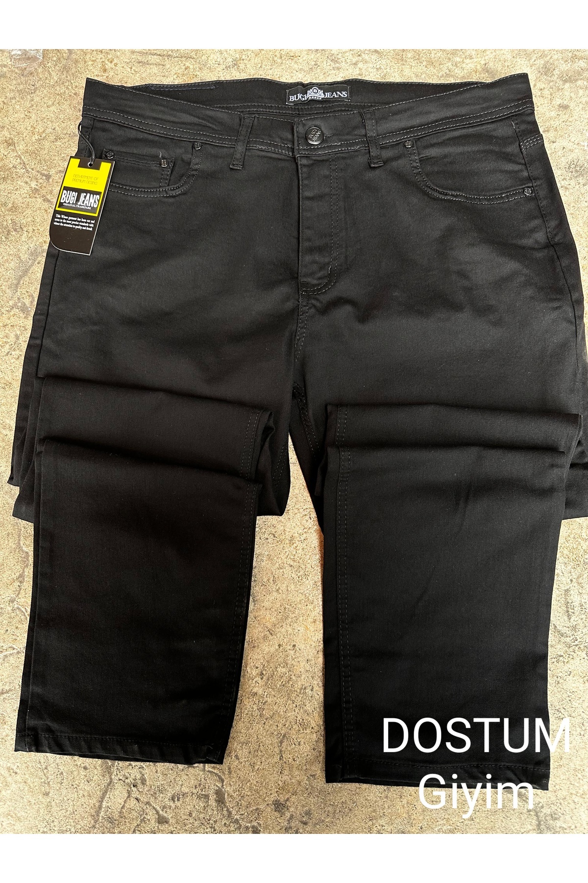 gambia outdoors Bugi Star Siyah Klasik Fit Büyük Beden Yüksek Bel Normal Paça Erkek Kot Pantolon rahat a kalite görsel 5