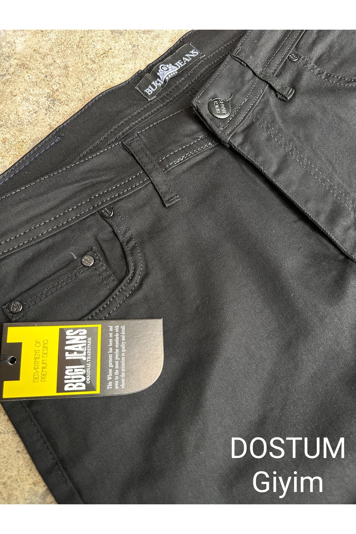 gambia outdoors Bugi Star Siyah Klasik Fit Büyük Beden Yüksek Bel Normal Paça Erkek Kot Pantolon rahat a kalite görsel 3