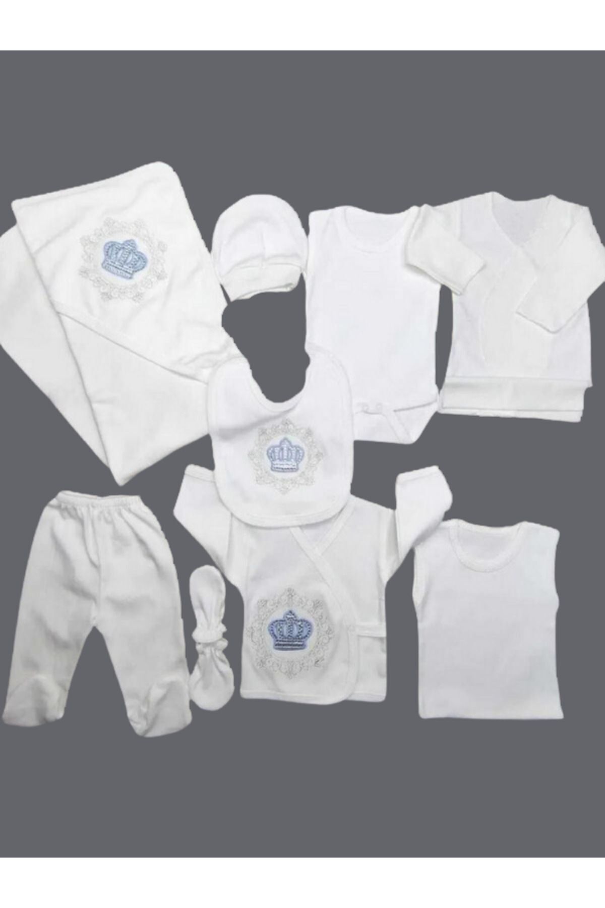 baby kids colors Hastahane çıkışı nakışlı taşlı 10 parça yeni doğan zıbın set fotoğrafı 4 (önizleme)