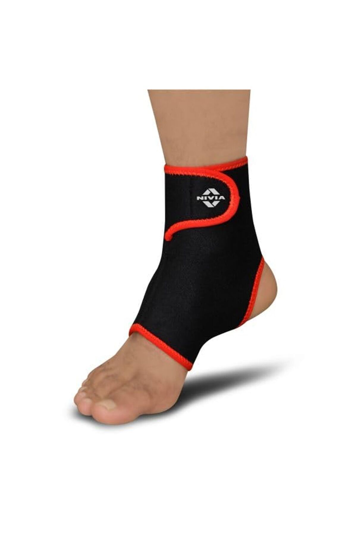 Nivia-Orthopedic Slip-in Ankle Support | Black/red | Small | Neoprene/polyester | Pain Relief 1